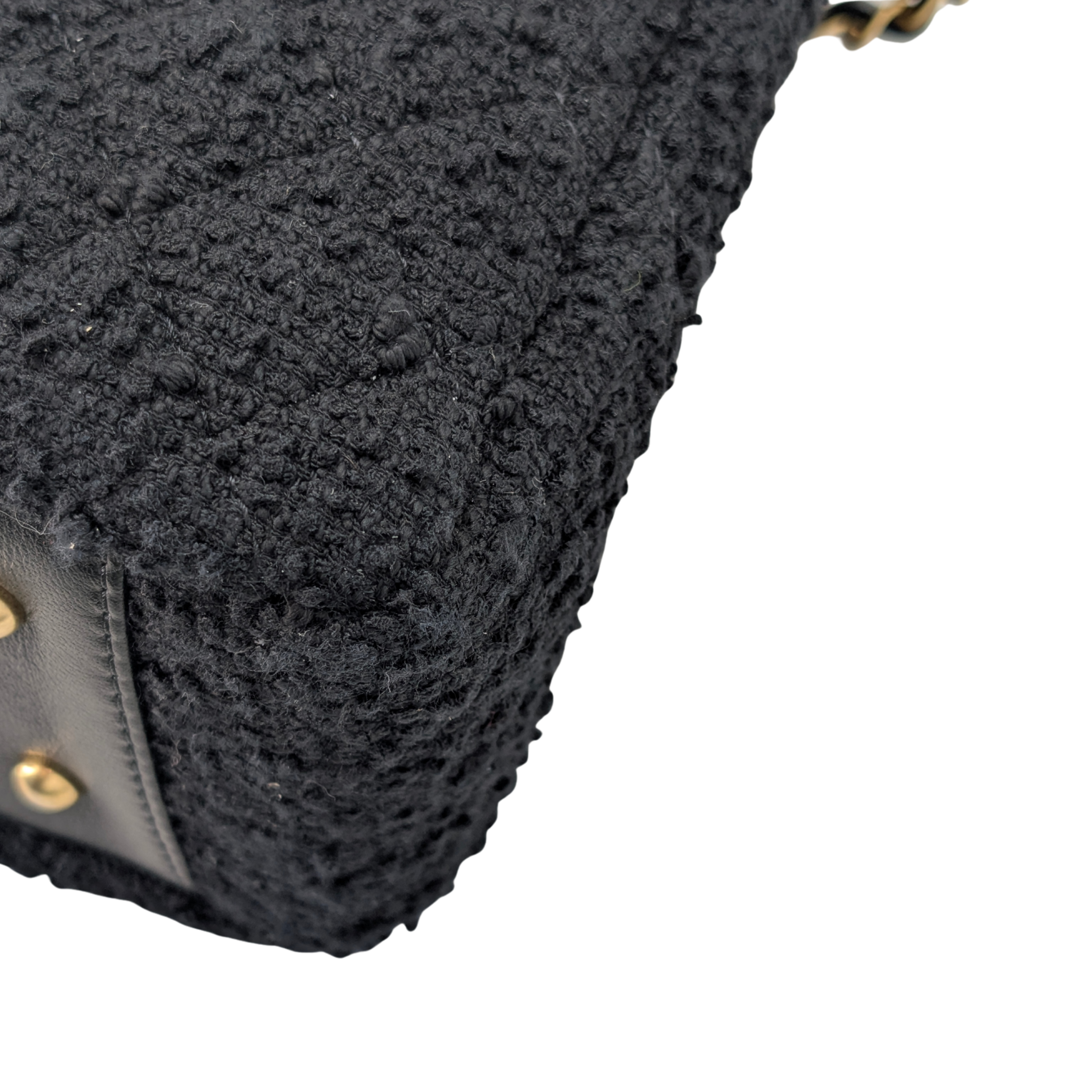 Chanel Top Handle Flap Tweed & Lambskin Bag GHW Black