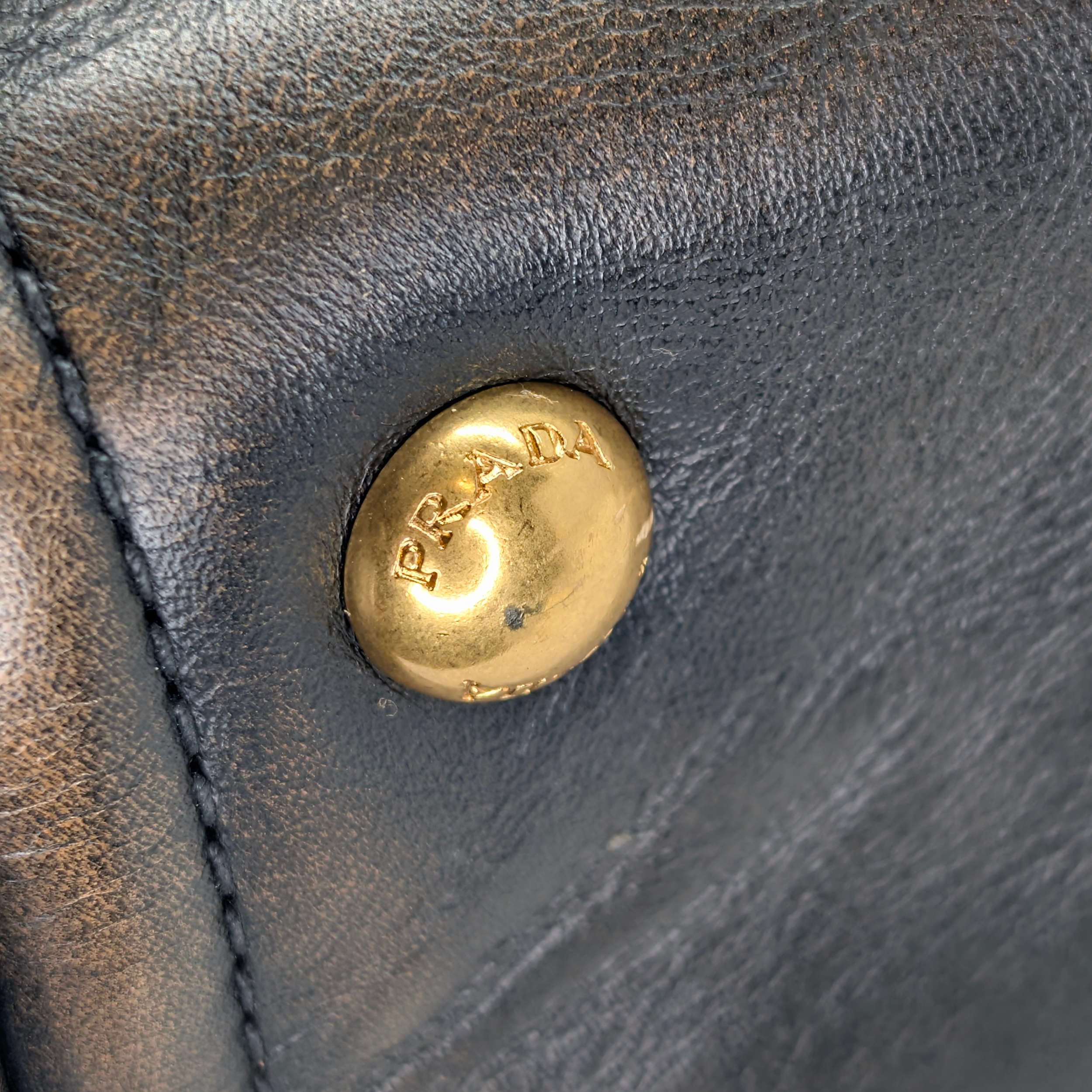 Prada Vitello Vintage Bowling Bag Distressed Black