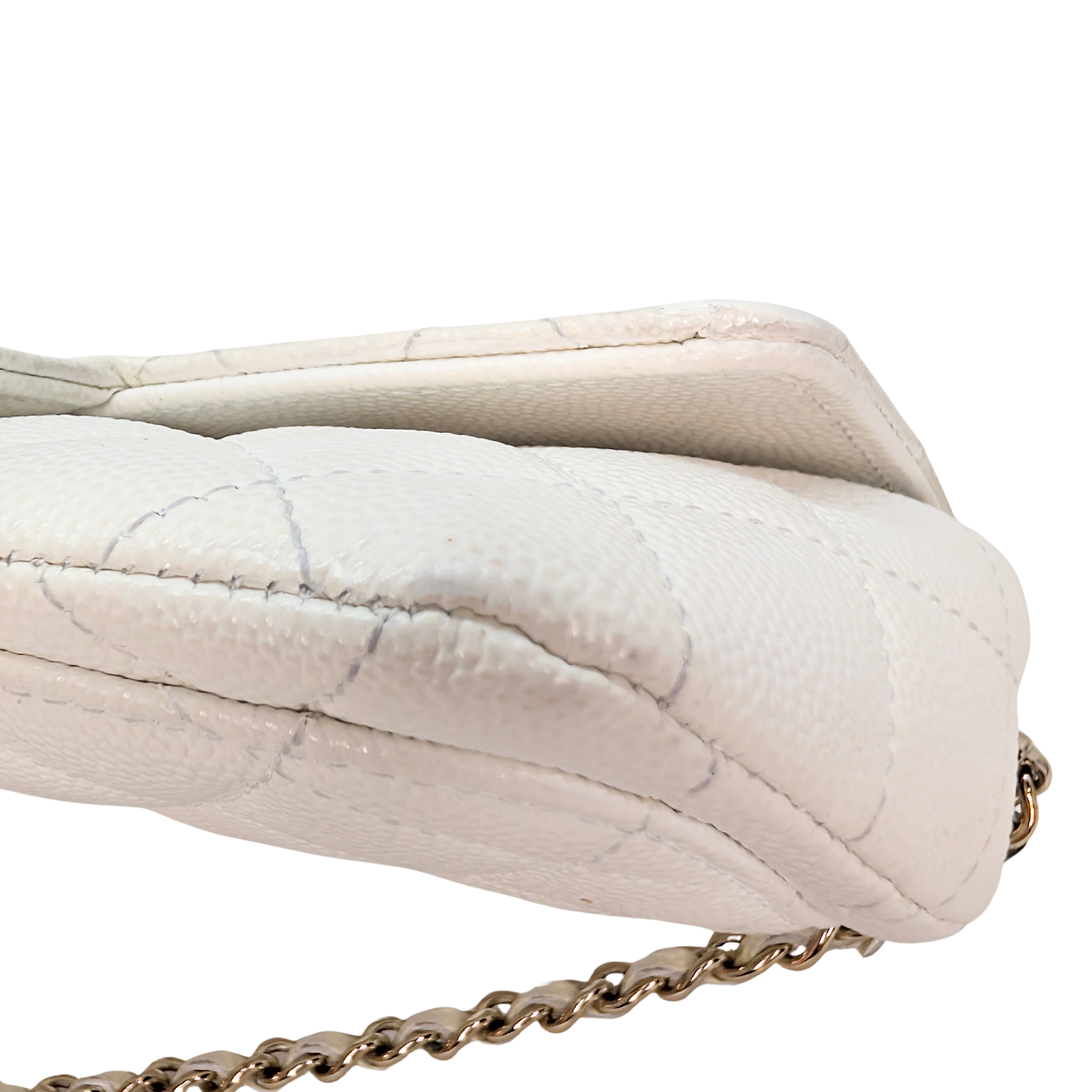 Chanel Sunglasses Quilted Caviar Sunglasses Case Bag White
