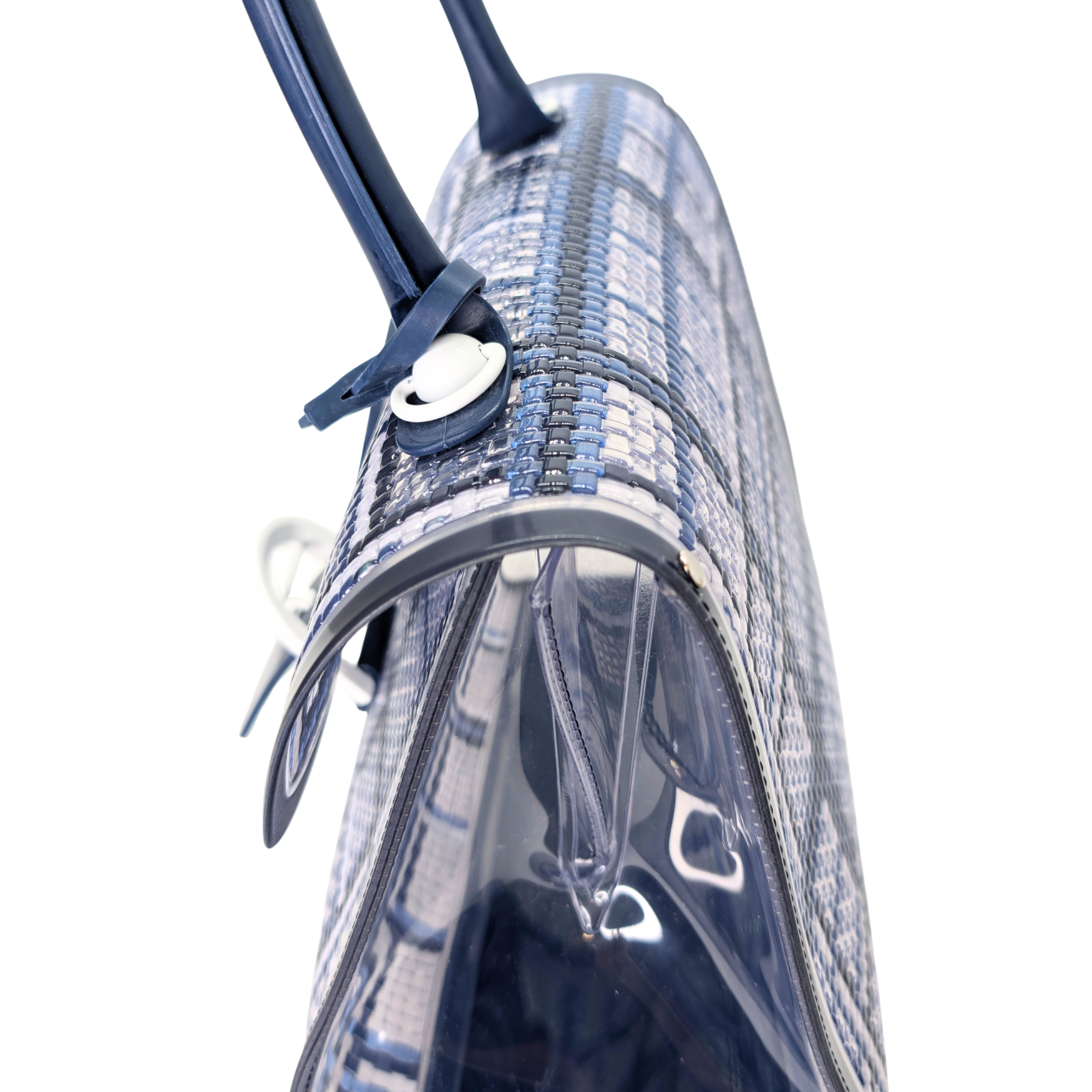 Delvaux Vinyl Gingham The Dreamer MM Brillant Satchel Bag Navy