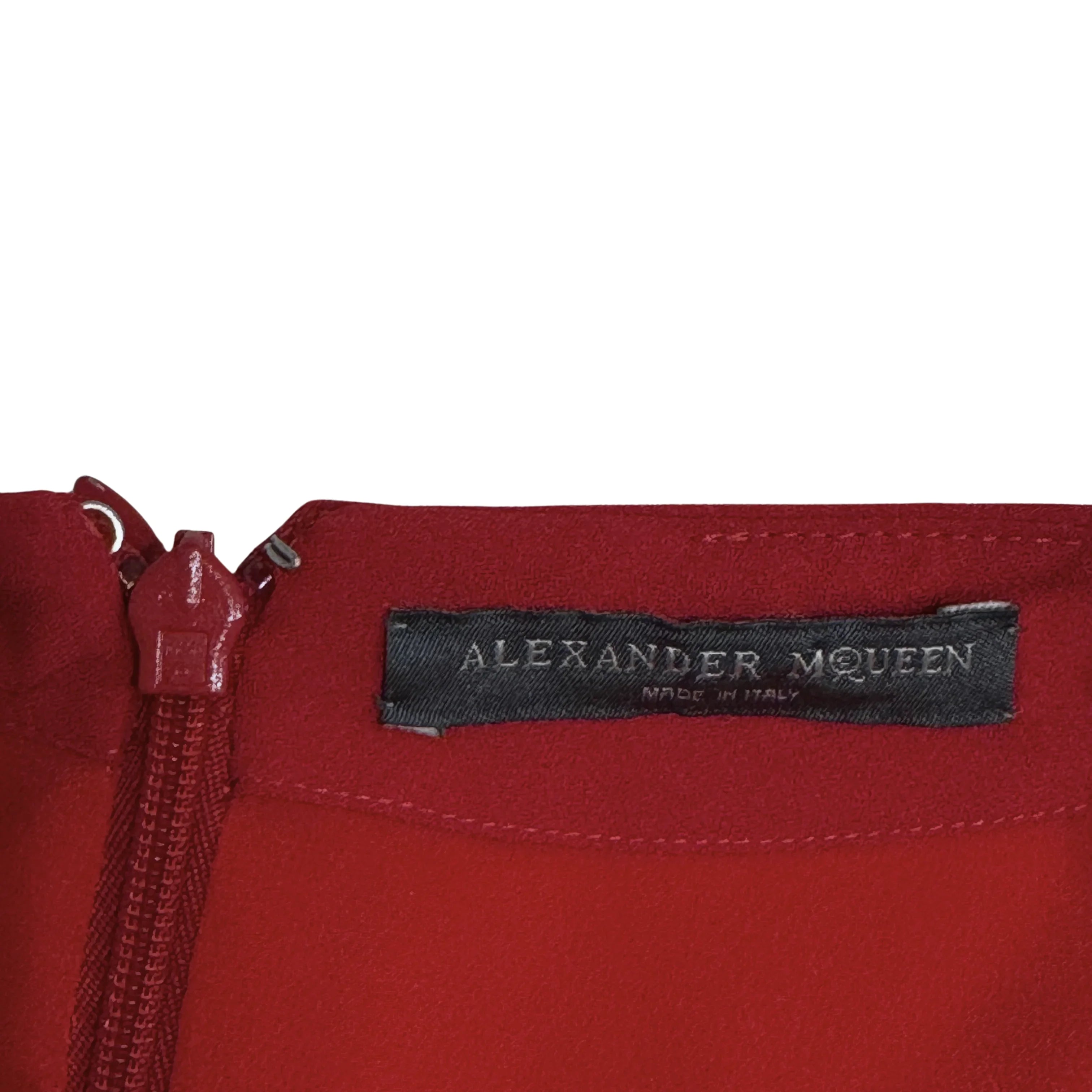Alexander McQueen Draped Long Sleeve Knee-Length Dress Red 44