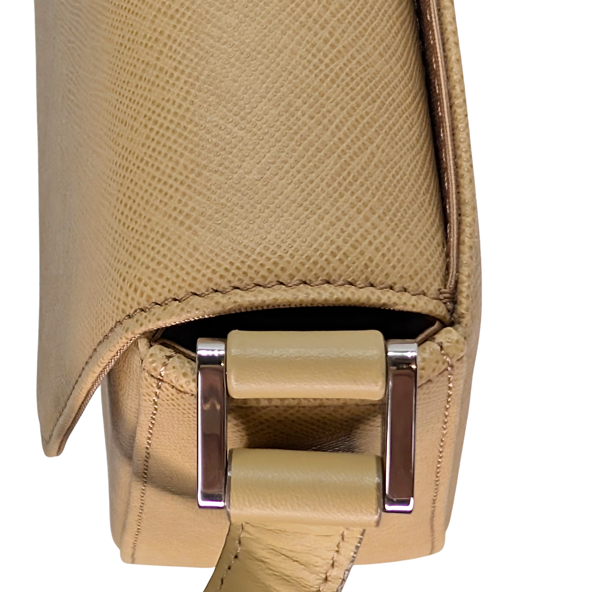 Burberry Leather Flap Shoulder Bag Beige