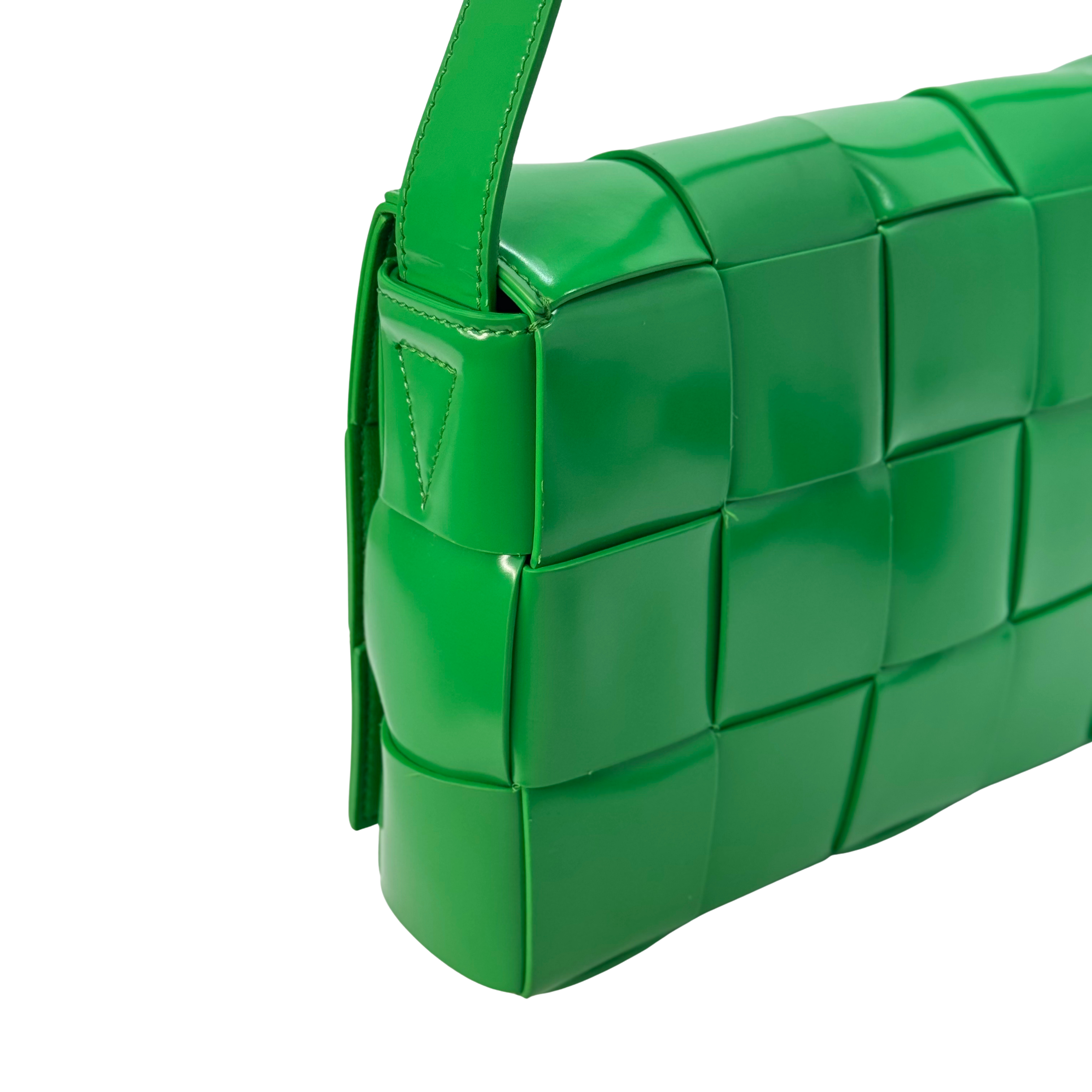 Bottega Veneta Patent Maxi Intrecciato Cassette Crossbody Bag Parakeet