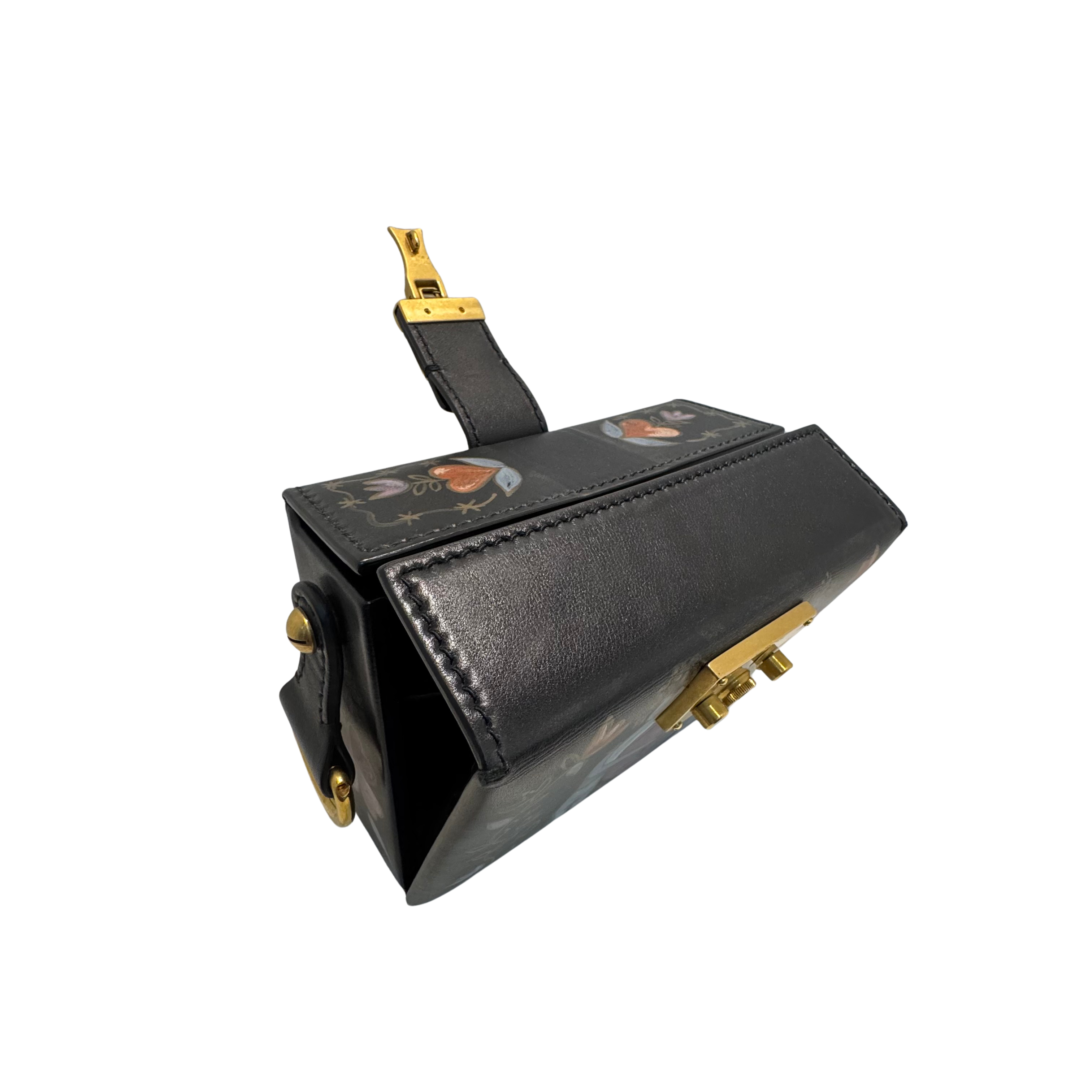Dior Lockbox Zodiac Shoulder Bag Leather Black