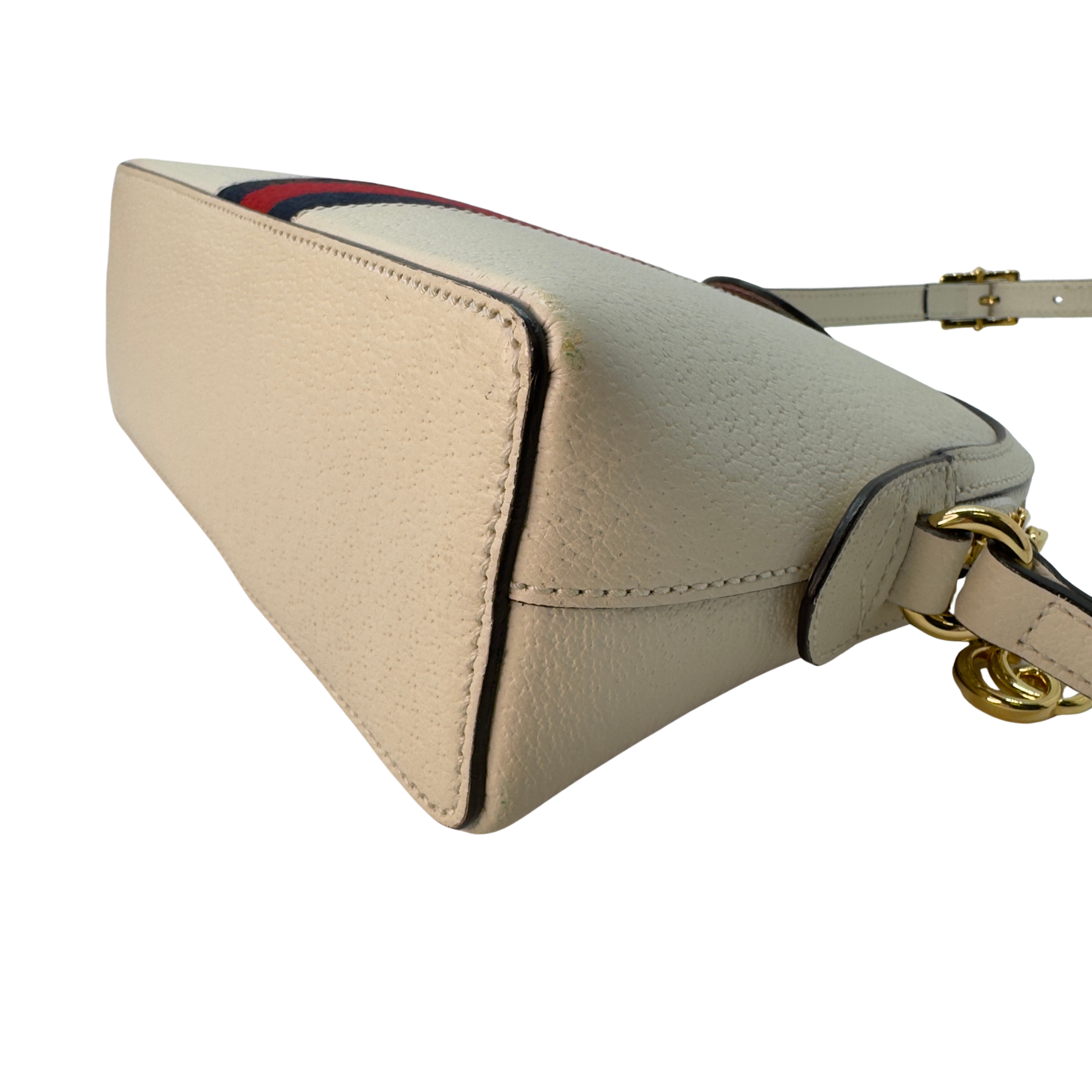 Gucci Textured Dollar Small Ophidia Dome Shoulder Bag Beige