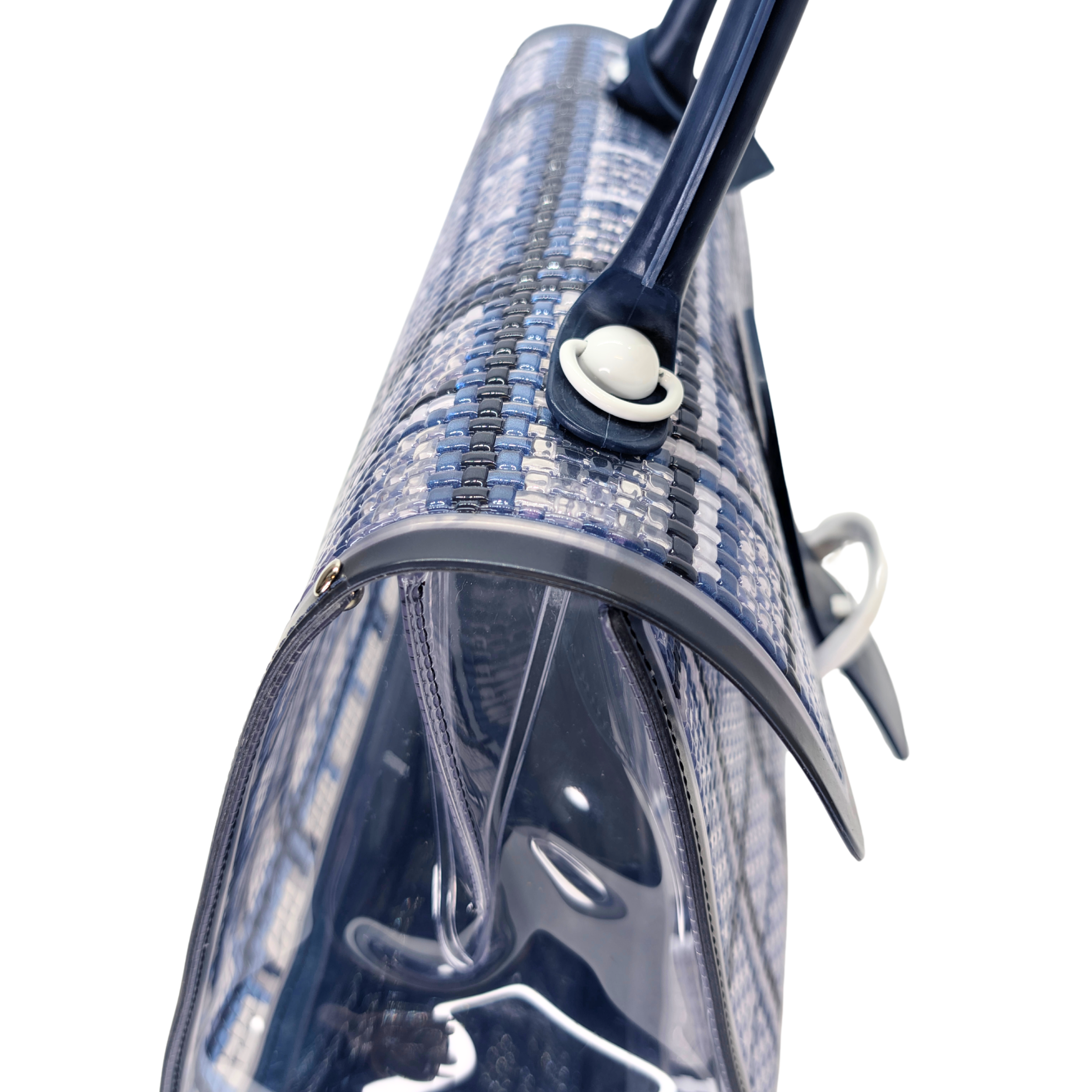 Delvaux Vinyl Gingham The Dreamer MM Brillant Satchel Bag Navy