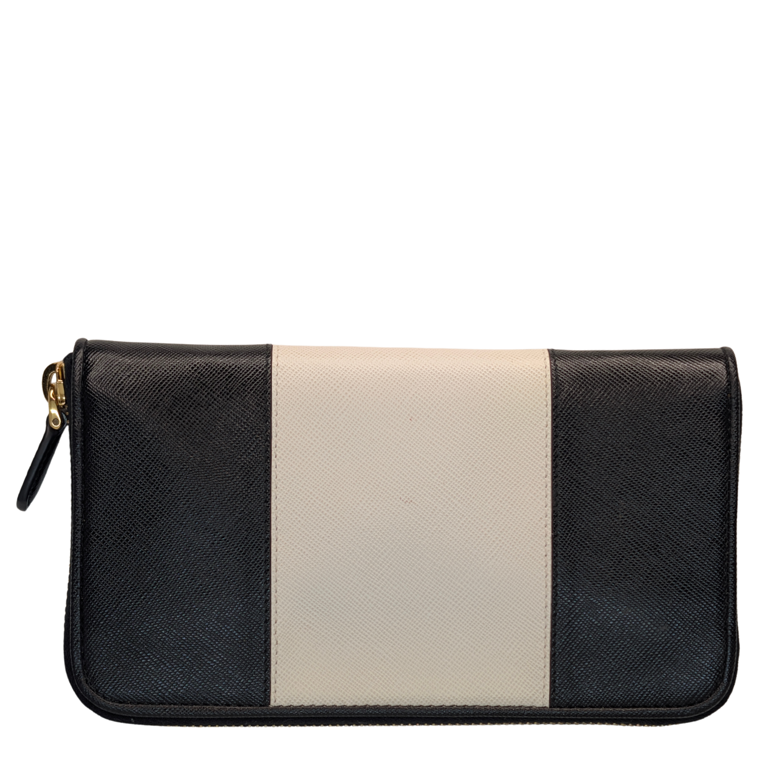 Prada Saffiano Lux Medium Galleria Double Zip Tote Bag Black X White