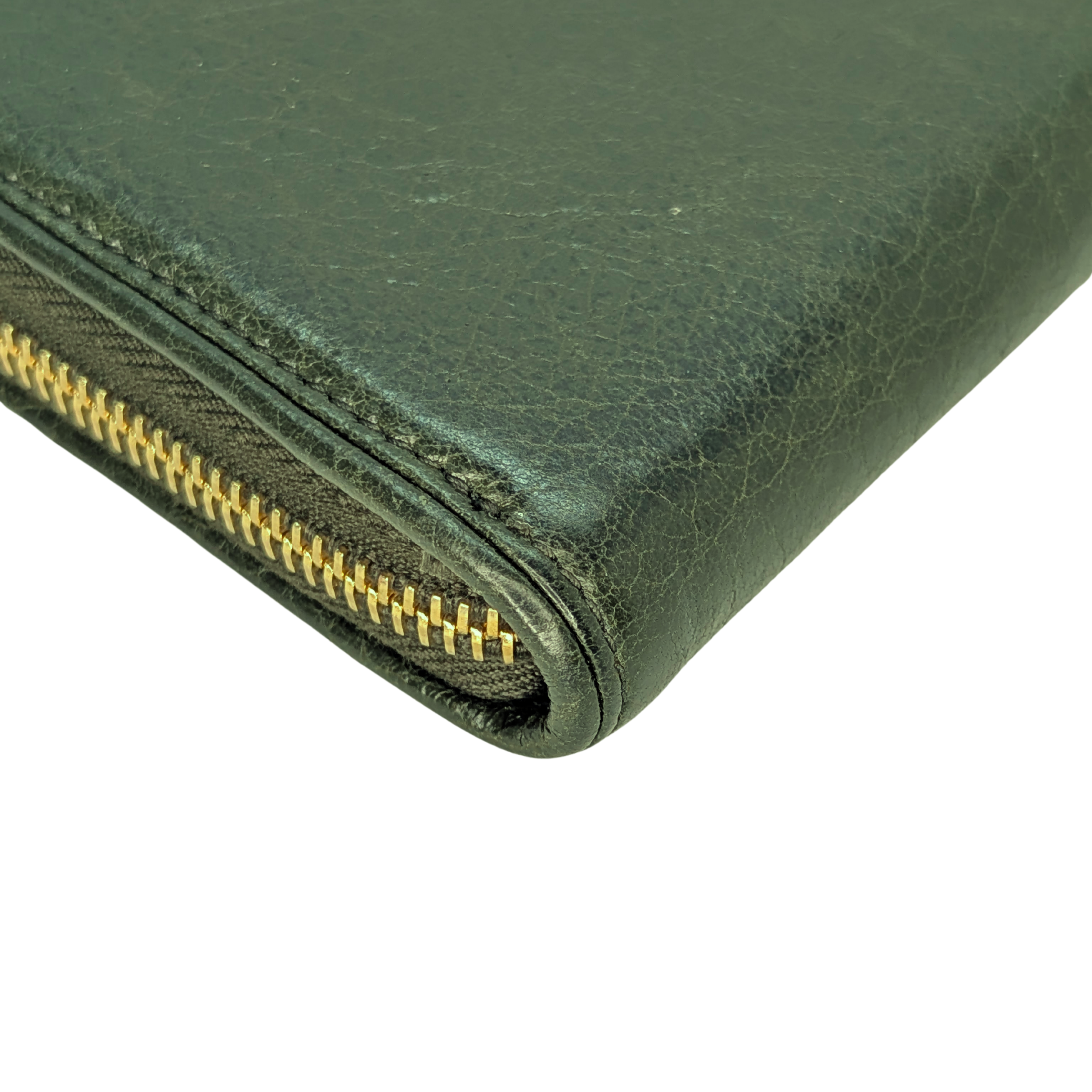 Balenciaga Zip Around Long Wallet Olive Green