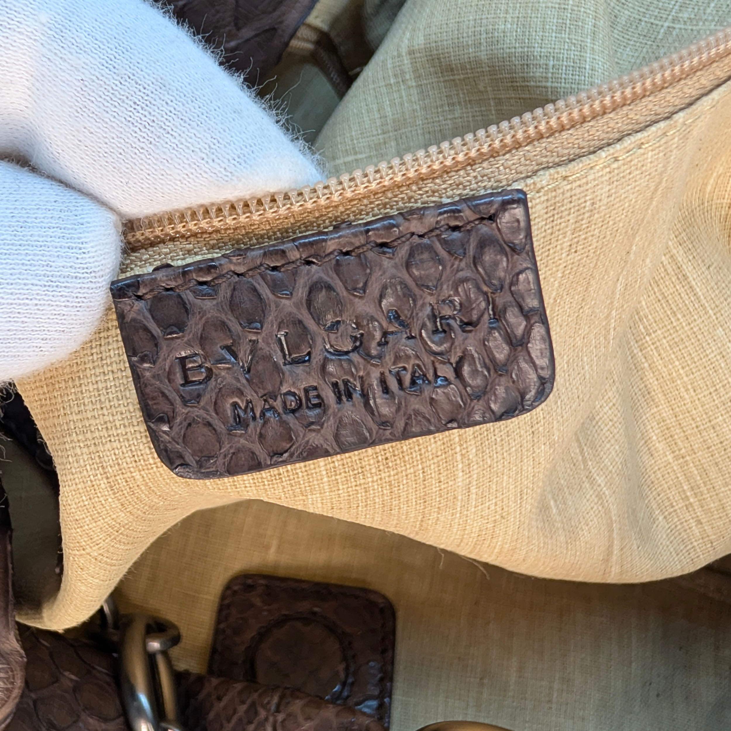 Bvlgari Limited Edition Brown Python Leather Chain Shoulder Bag