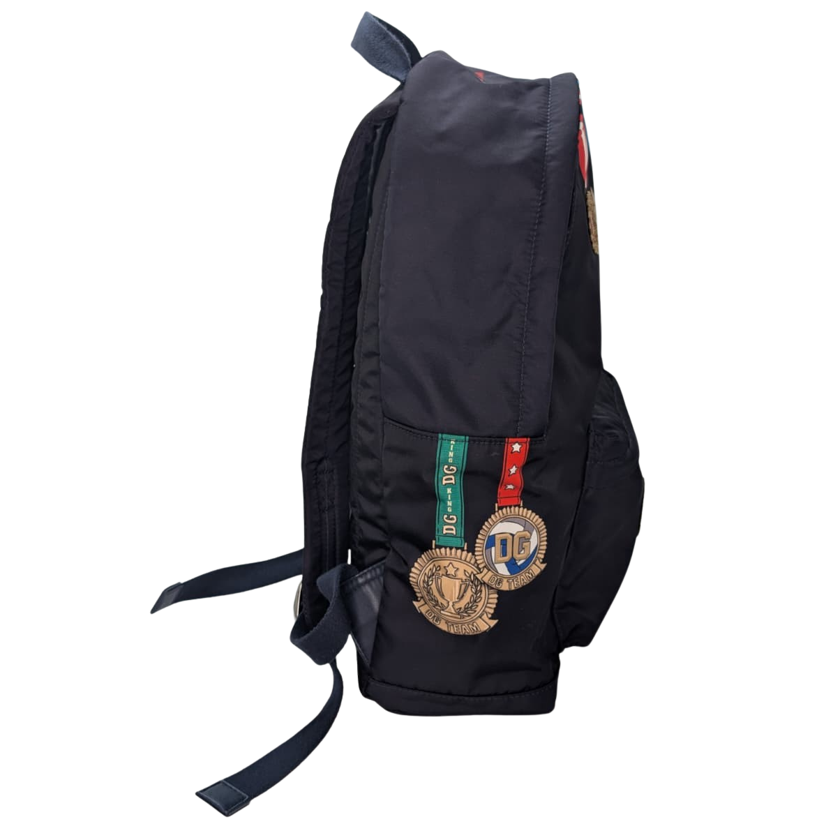 Dolce & Gabbana Backpack With Medal Print Nylon Navy Blue