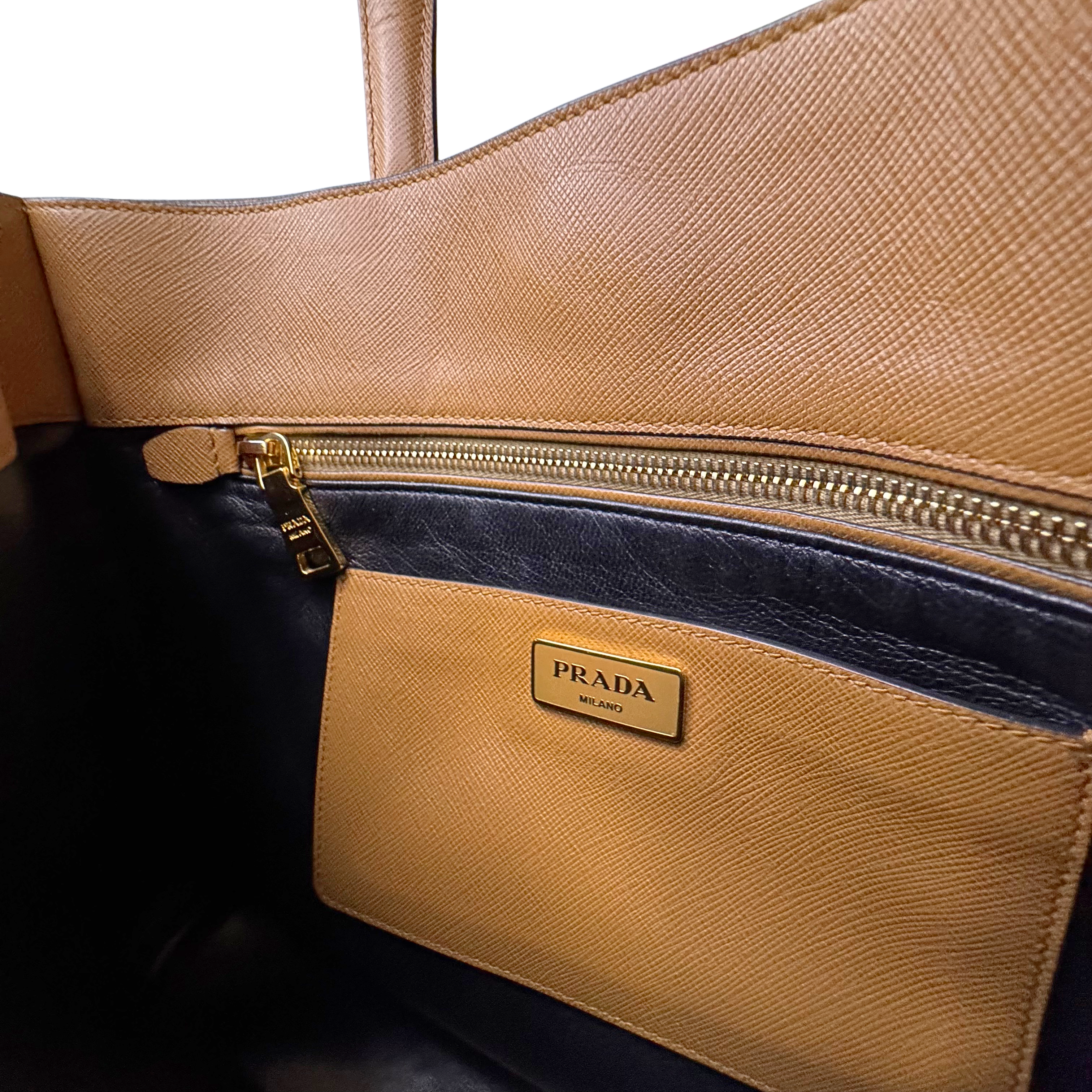 Prada Saffiano Handbag Leather Brown