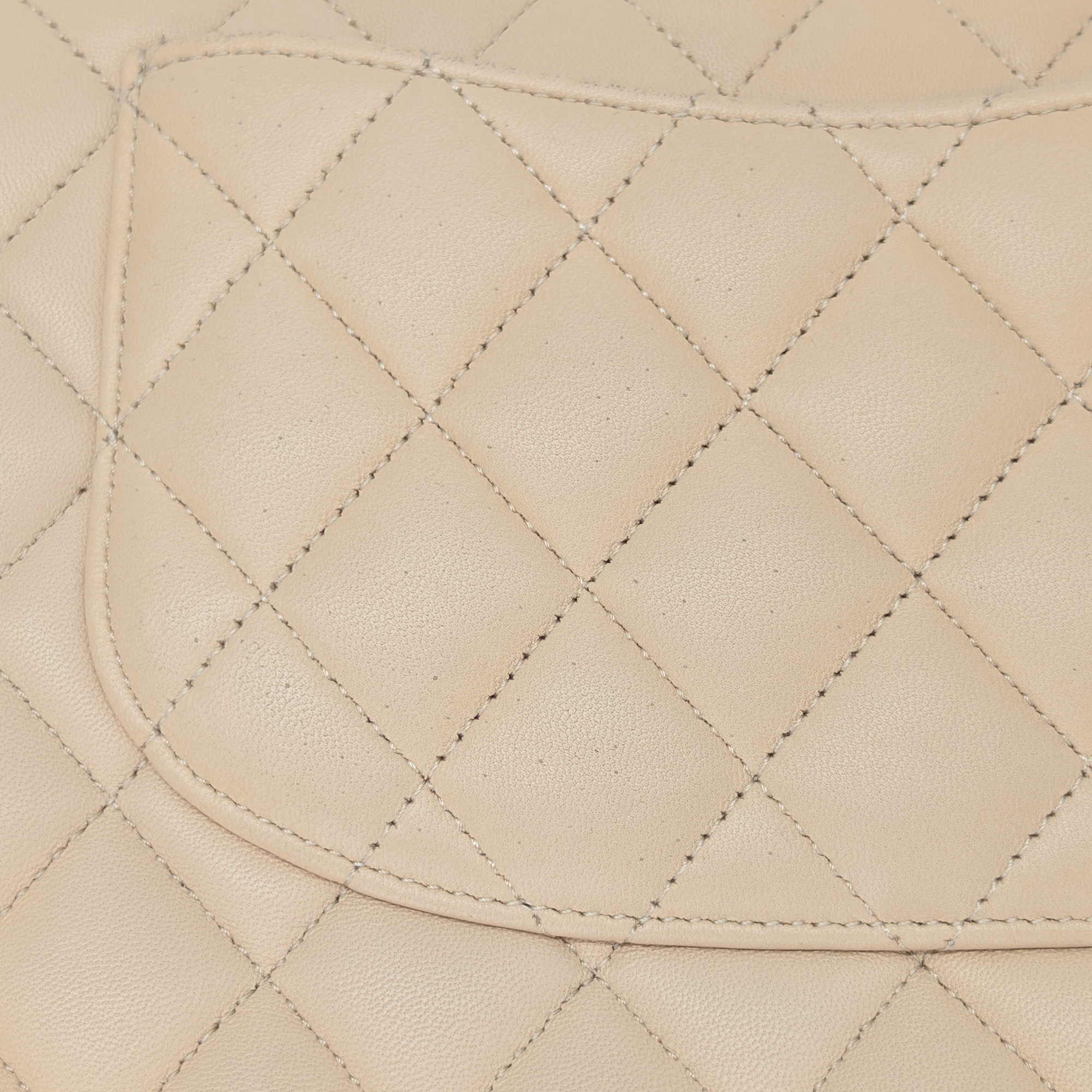 Chanel Double Flap Medium lambskin Bag Beige