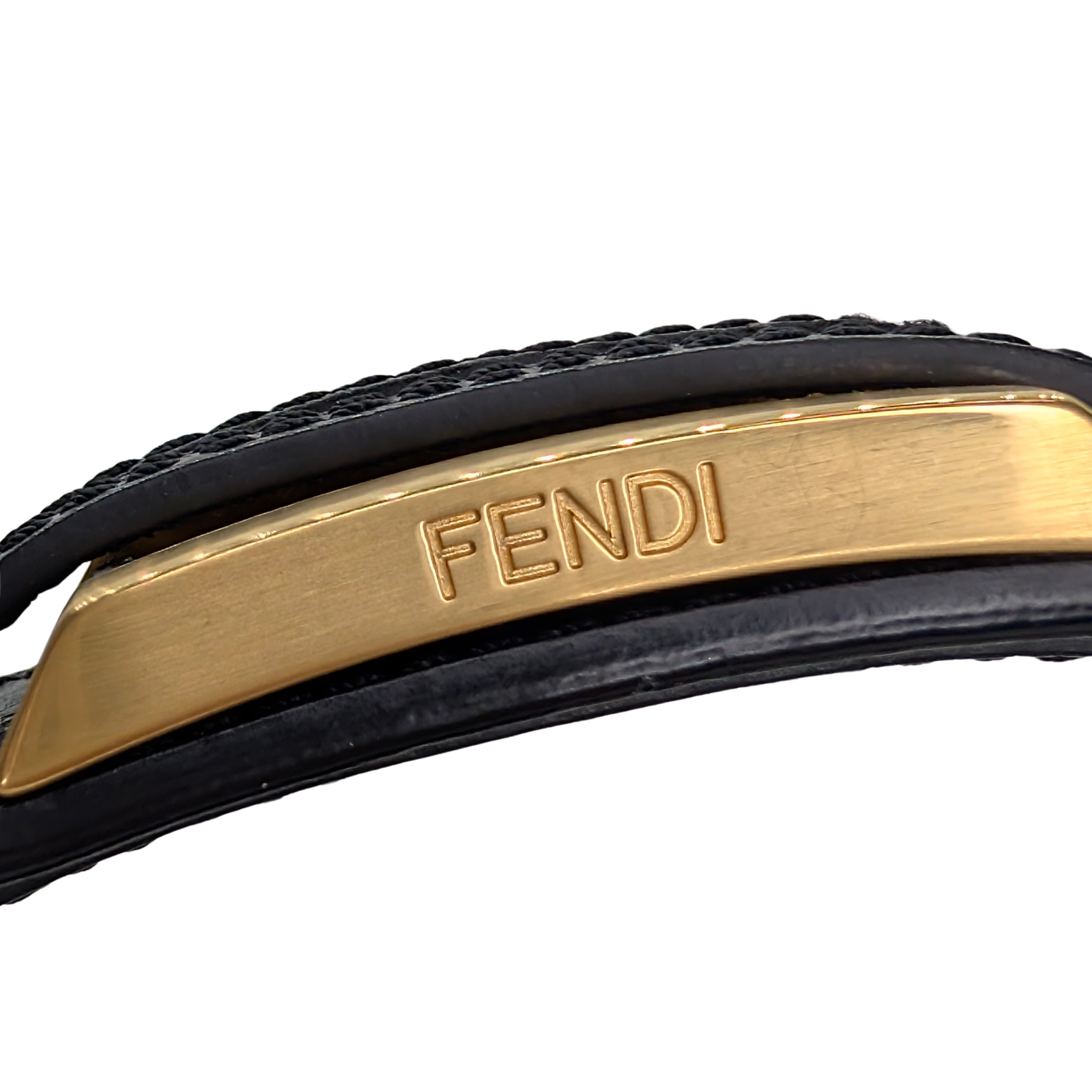 Fendi Logo Flap Baguette Bag Beige X Black