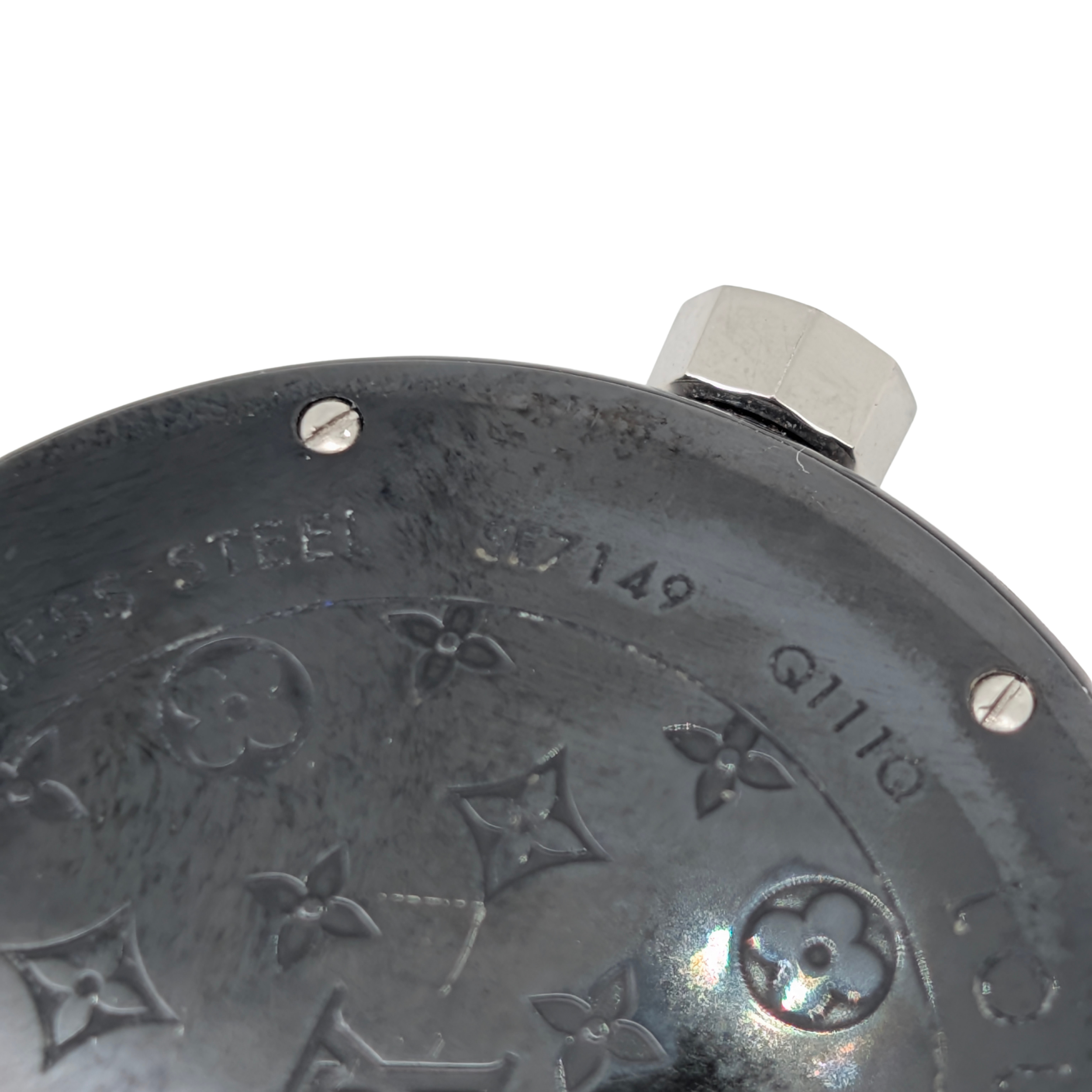 Louis Vuitton Tambour Q131Q Diamond Bezel & Dial Black Steel Watch