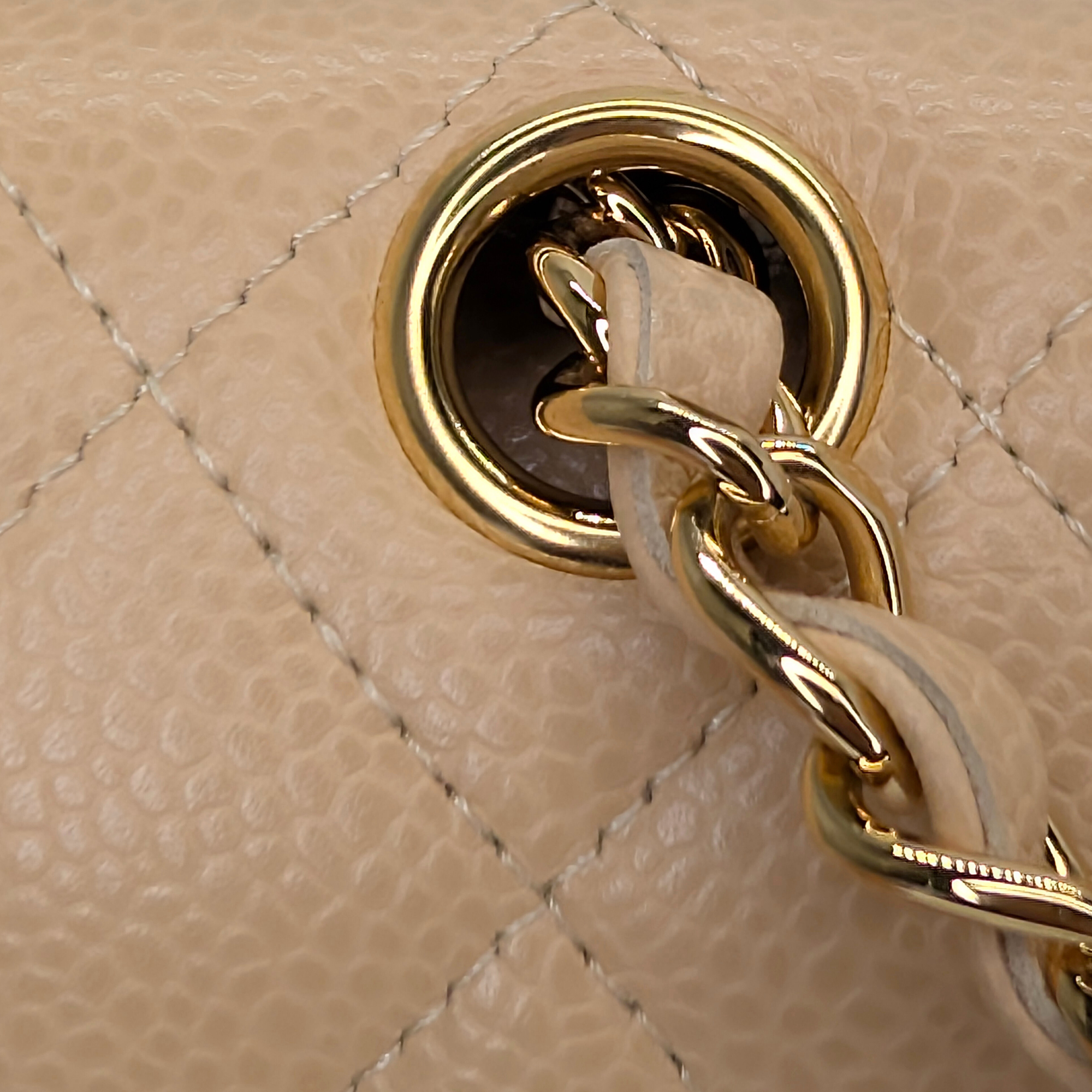 Chanel Classic Flap Small Caviar 2022 Microchip Shoulder Bag Beige