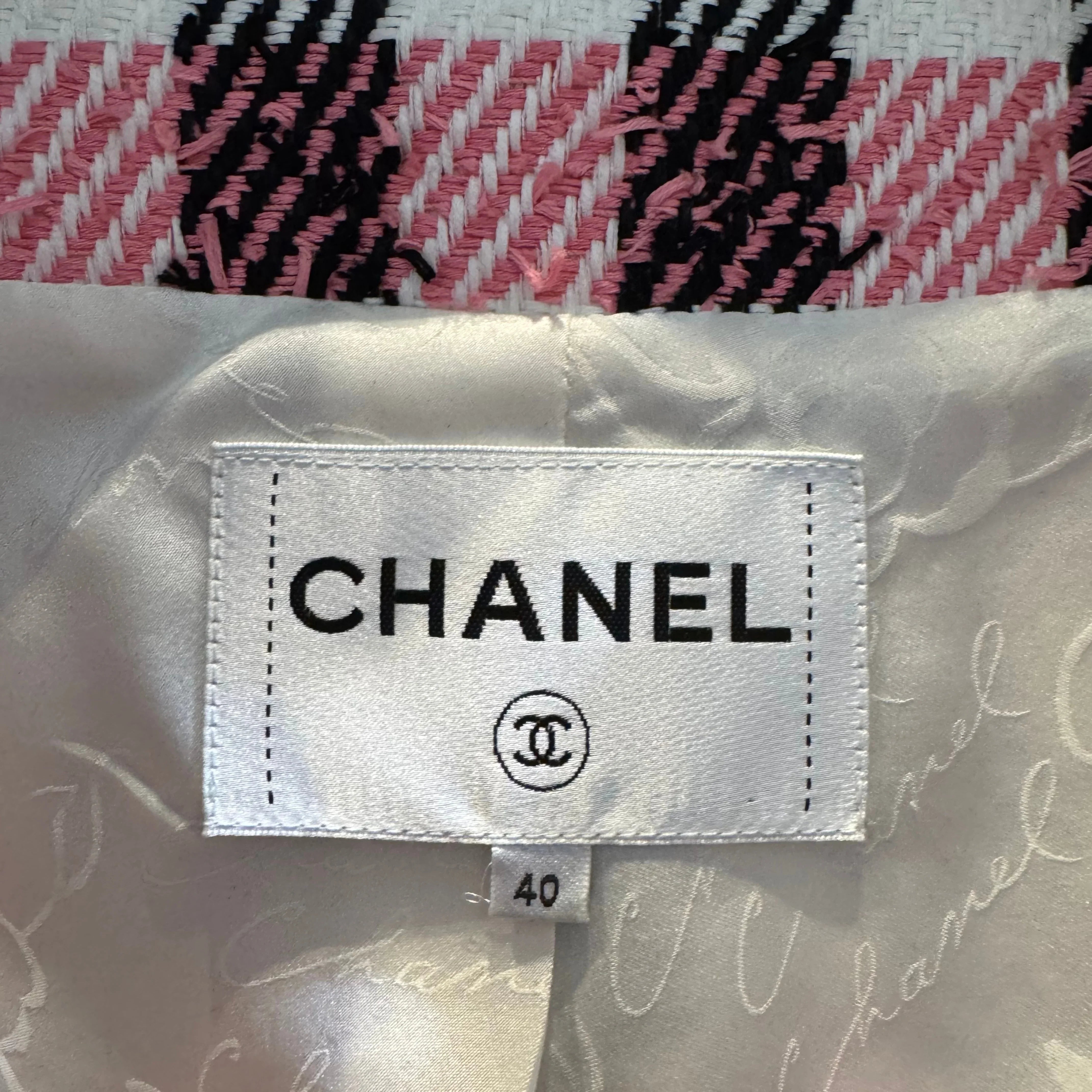 Chanel Multicolor Checked Tweed Cropped Belted Jacket size 40