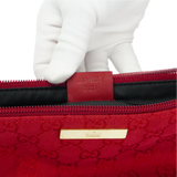 Gucci Cherry Red GG Monogram Boat Pochette Bag