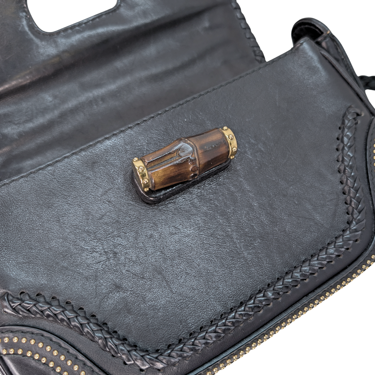 Gucci New Bamboo Top Handle Bag Black