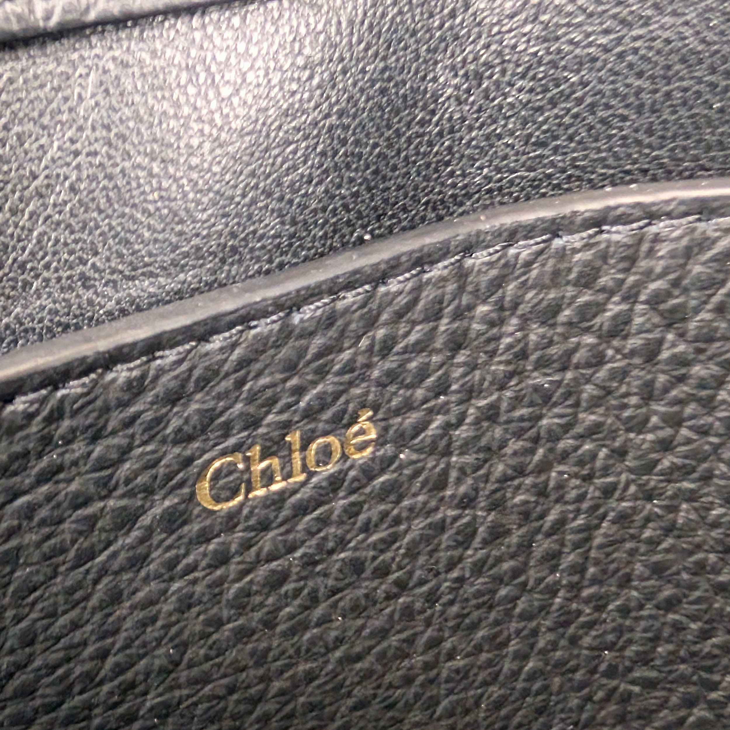 Chloé Alphabet chain Clutch Bag Leather Black