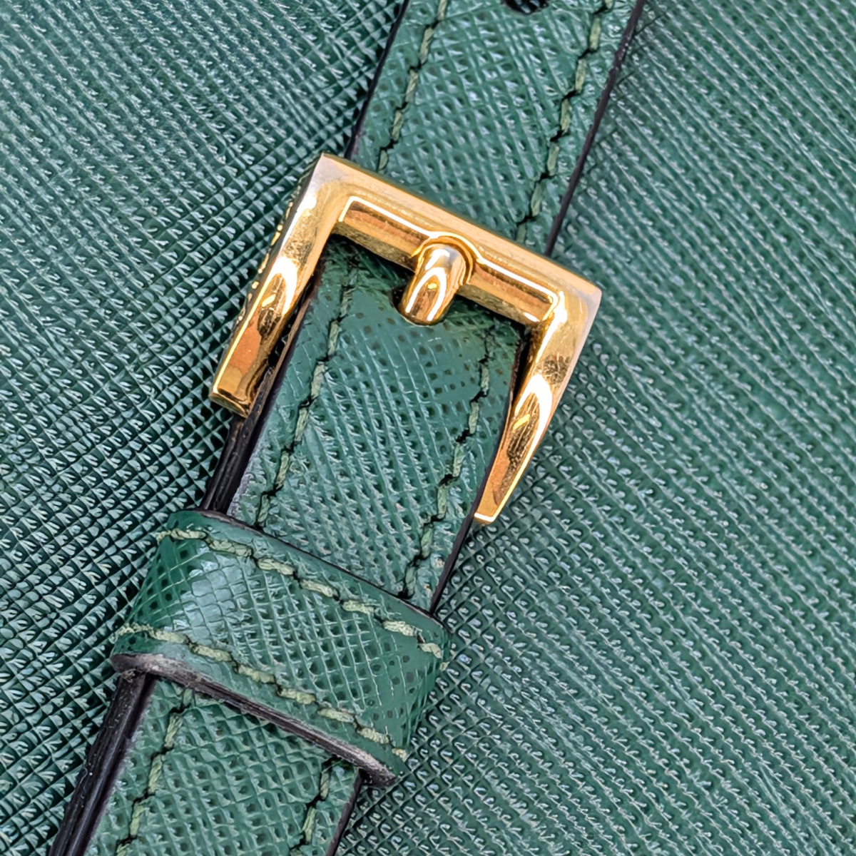 Prada Saffiano Lux Emblem Flap Shoulder Bag Green