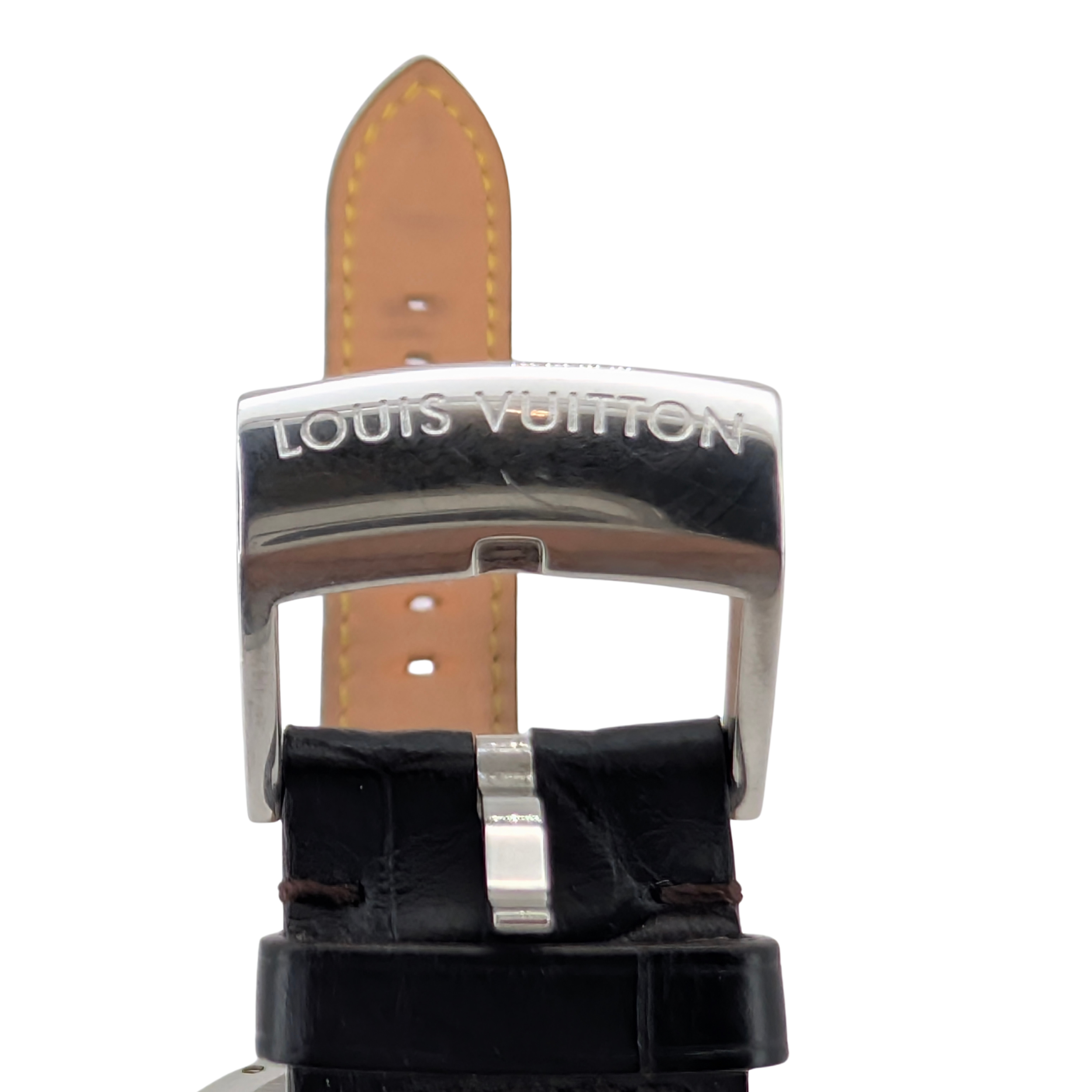 Louis Vuitton Tambour Q131Q Diamond Bezel & Dial Black Steel Watch