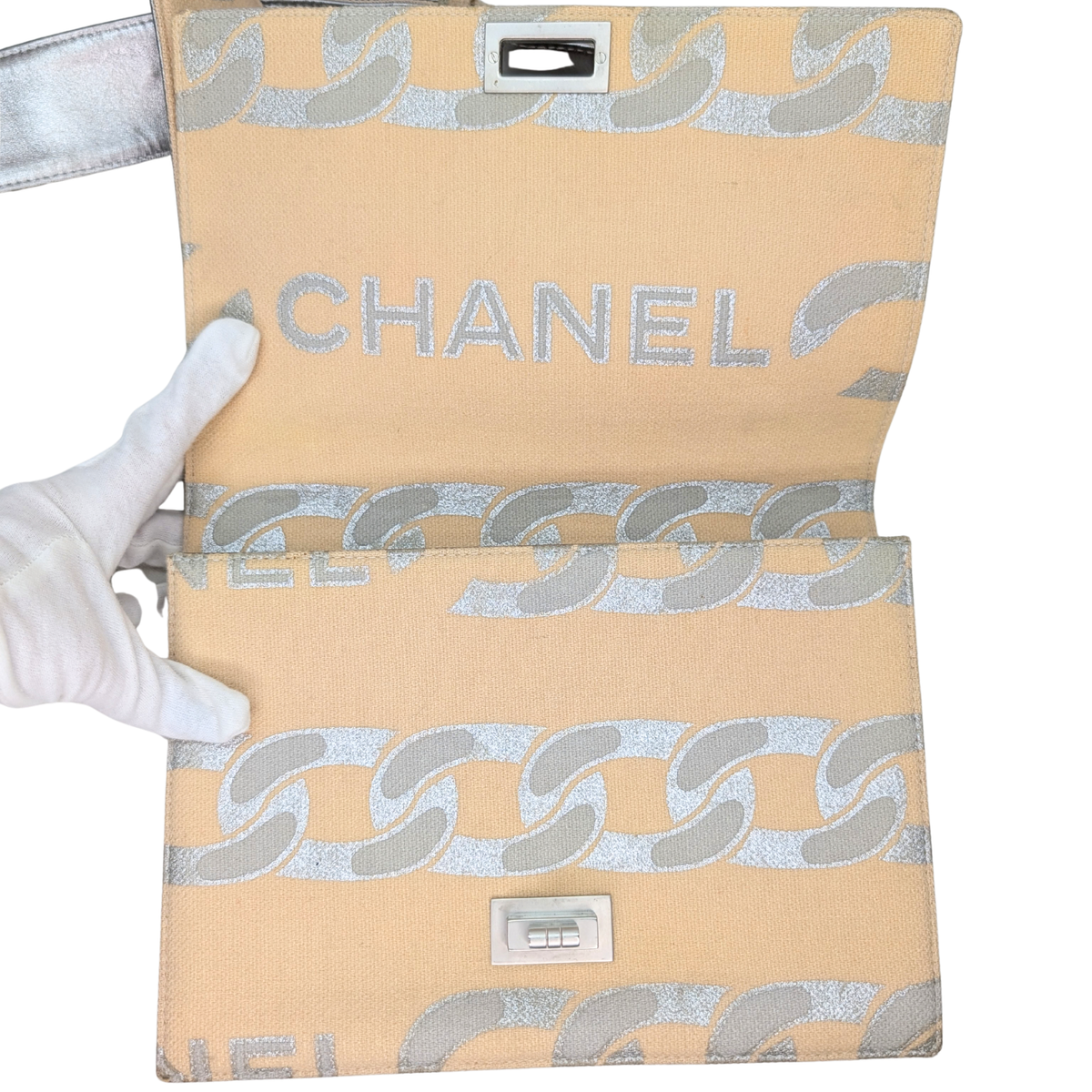 Chanel Vintage Canvas Crossbody Bag Beige