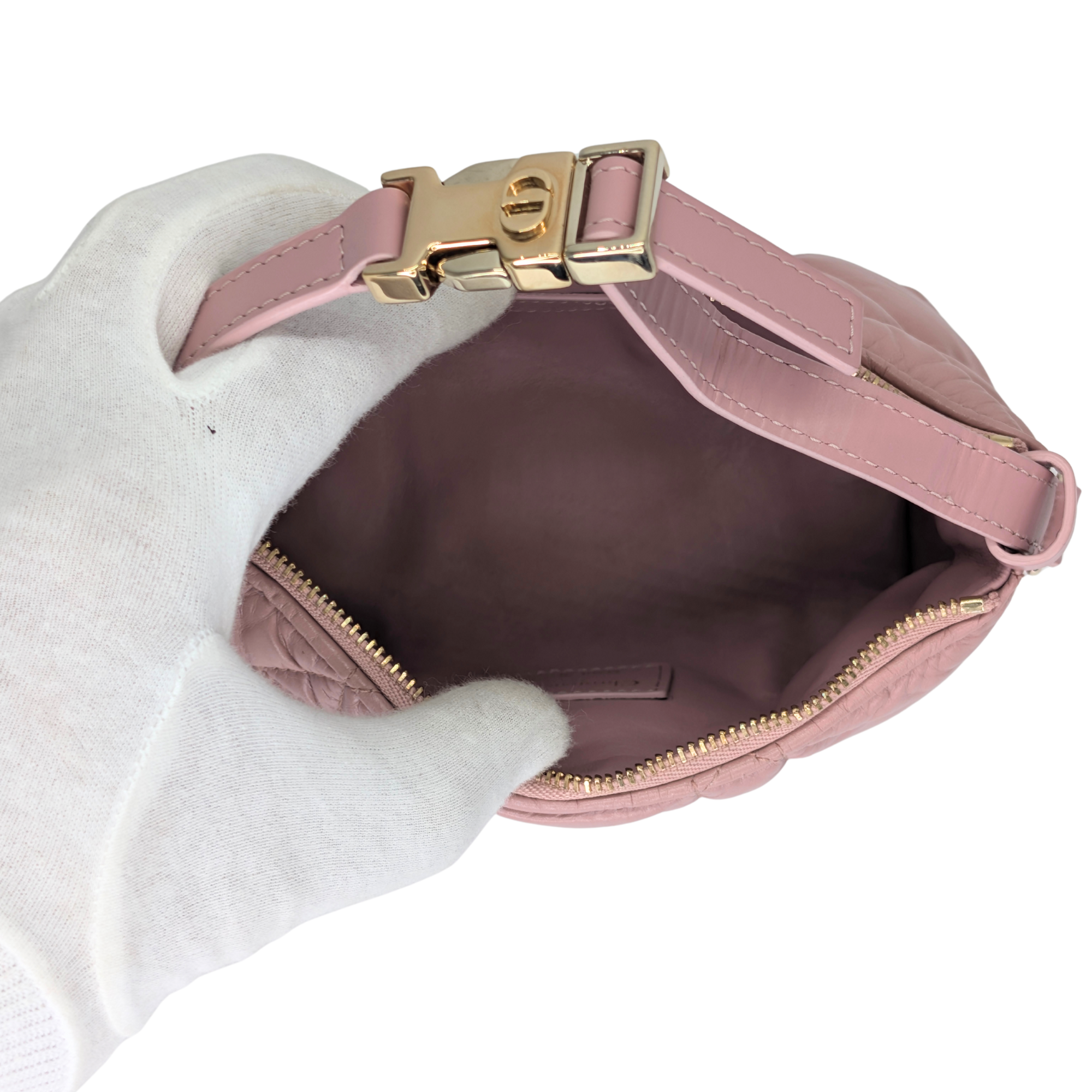 Dior Macrocannage Nomad Travel Pouch Bag Calfskin Pink