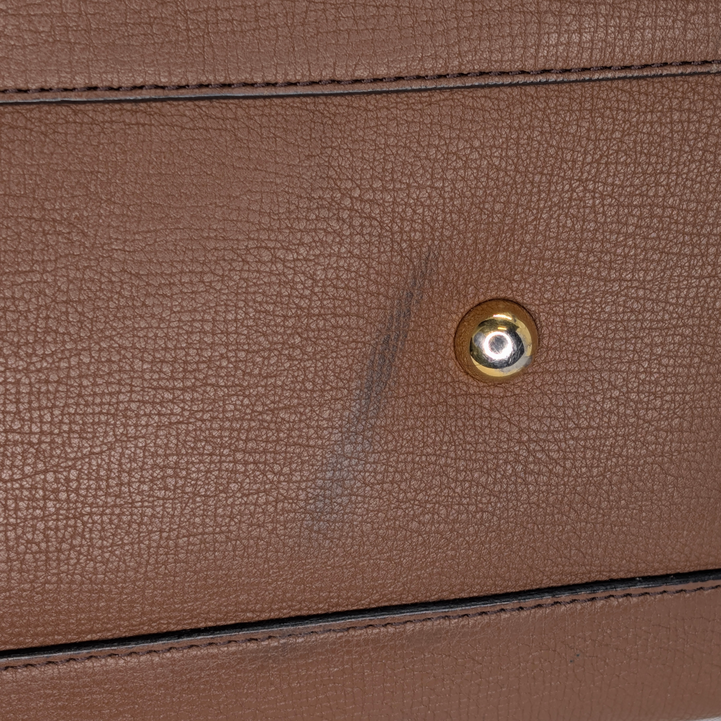 Burberry Brown Pebbled Leather House Check Medium Banner Tote Bag