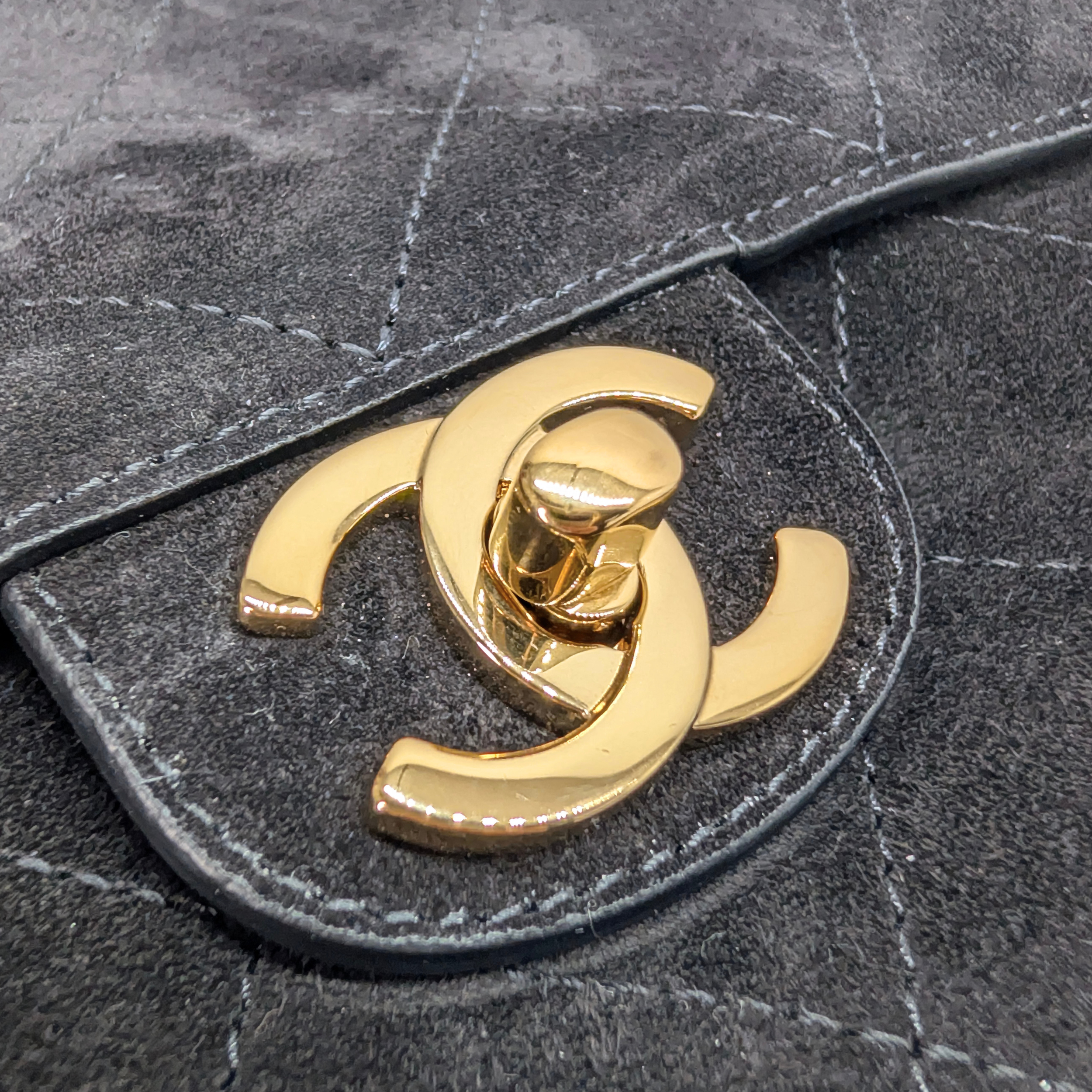 Chanel Suede Calfskin Souplissimo Maxi Flap Bag Black