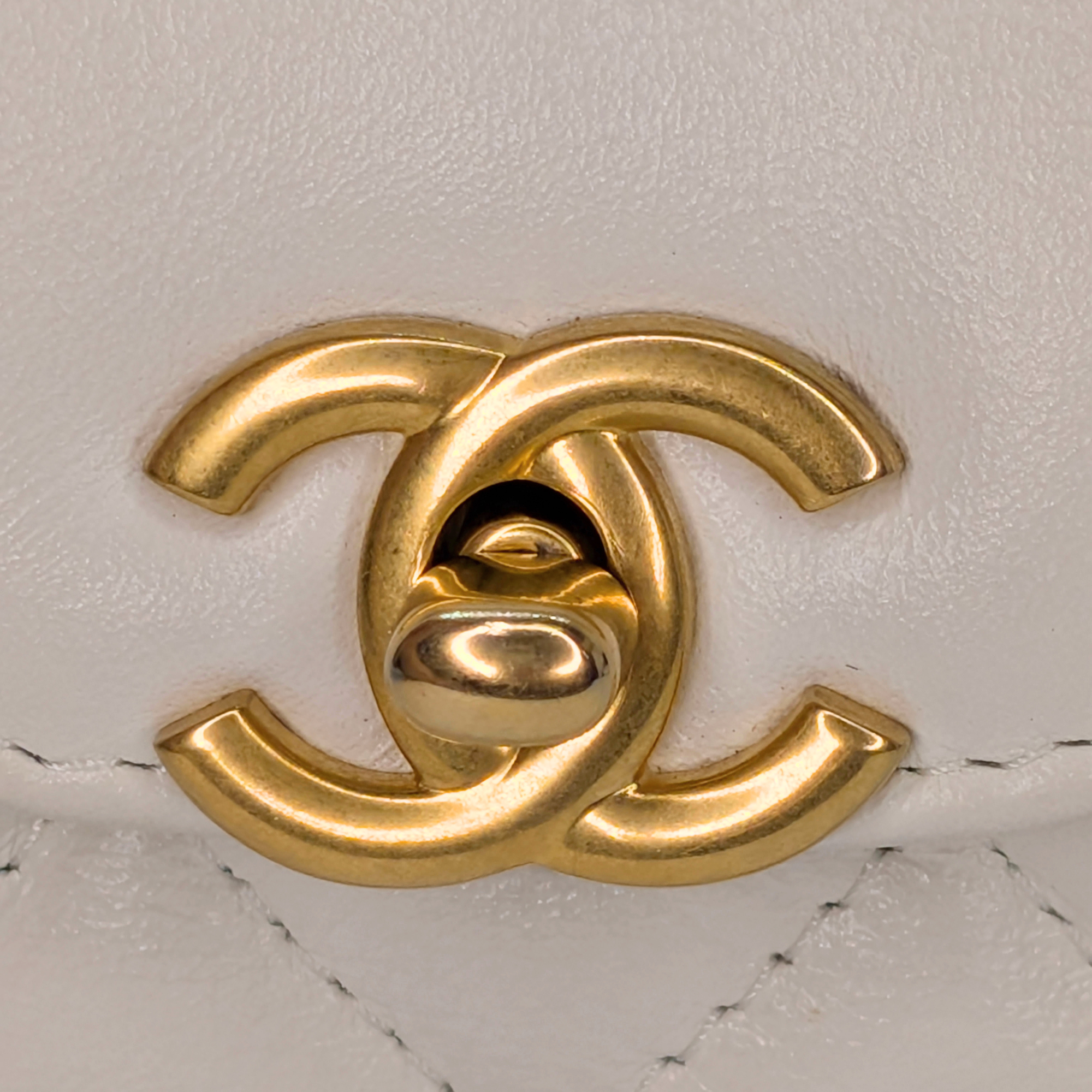 Chanel Nano Kelly Shopper Tote Bag White