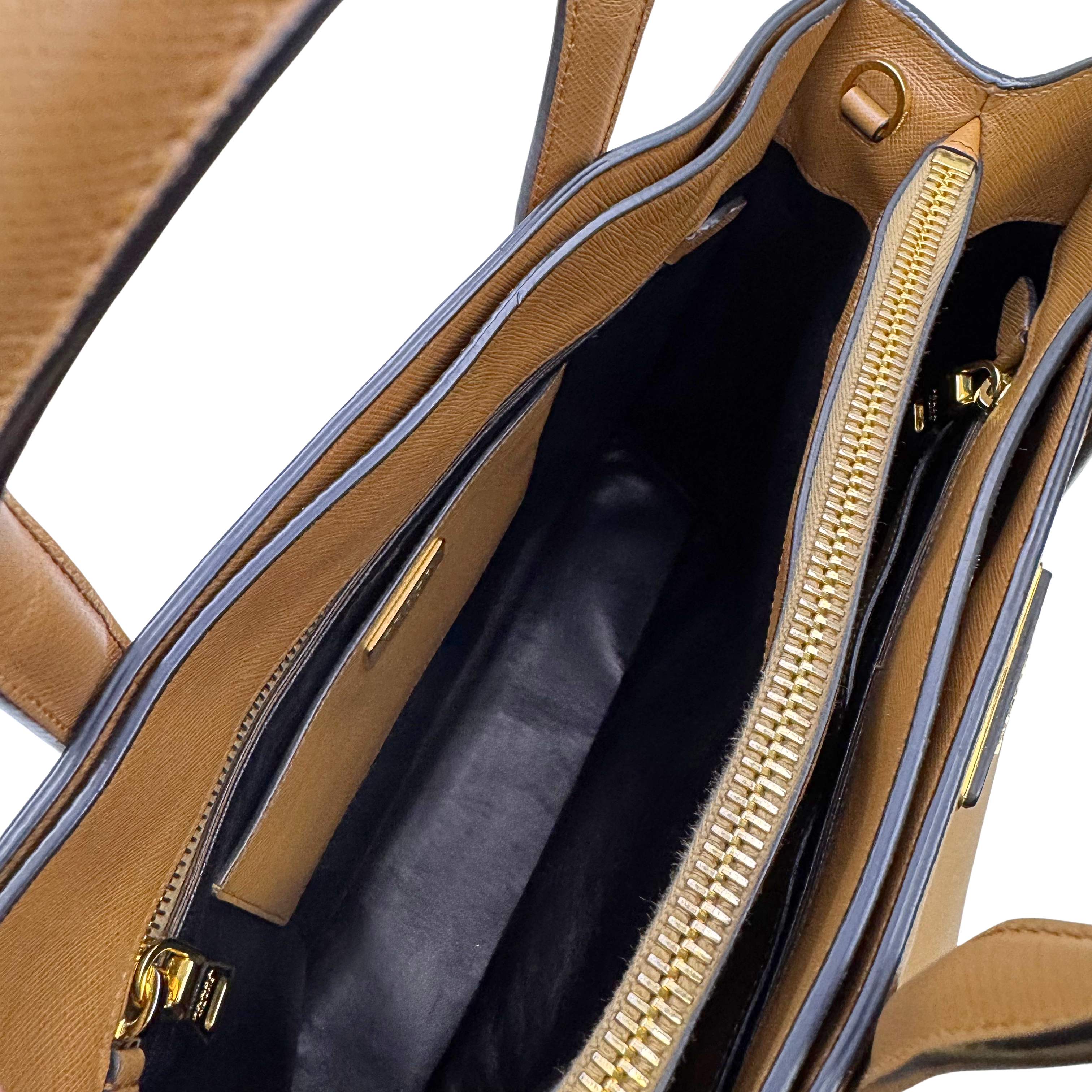 Prada Saffiano Handbag Leather Brown