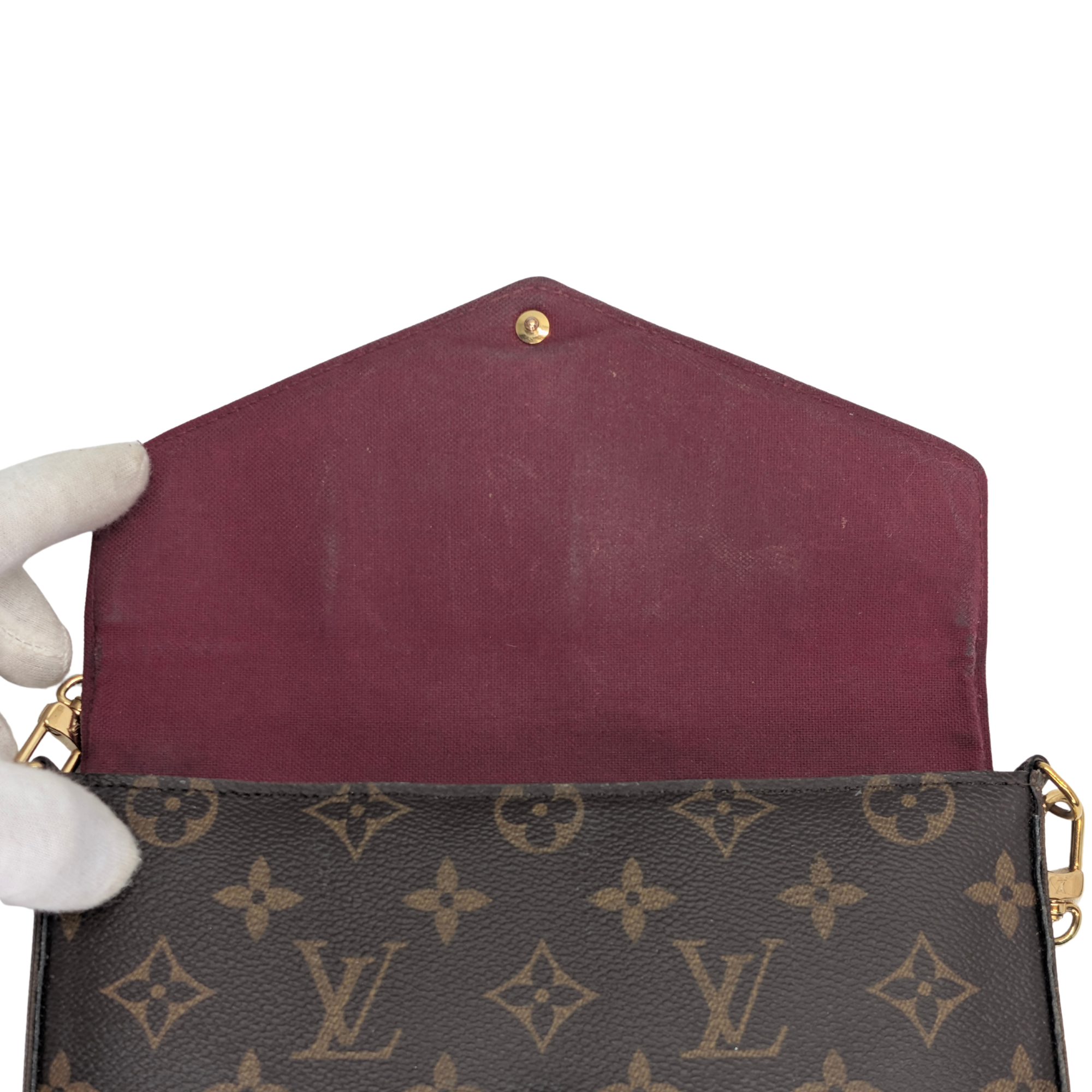 Louis Vuitton Félicie Pochette Clutch Bag Brown