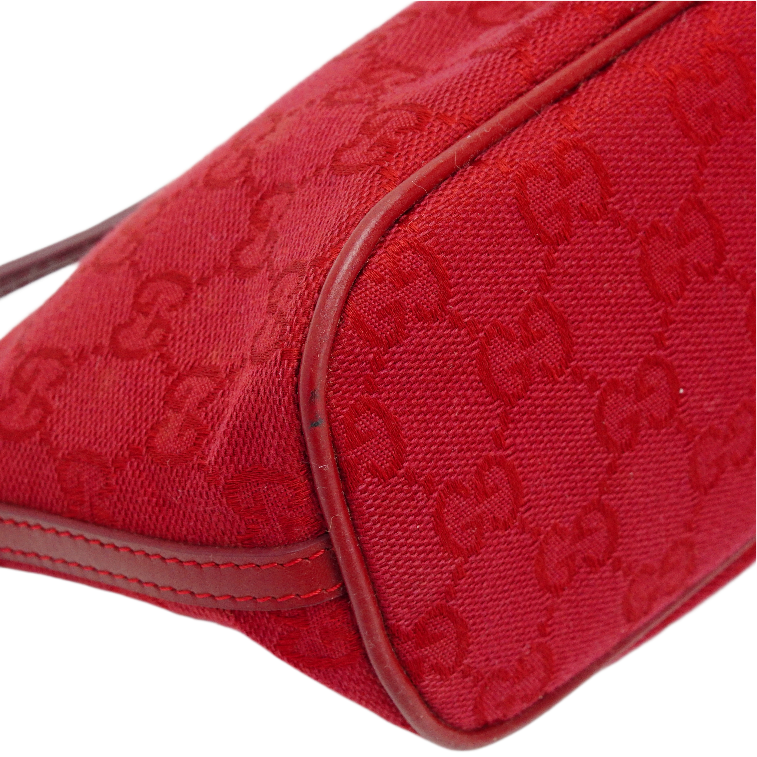 Gucci Cherry Red GG Monogram Boat Pochette Bag