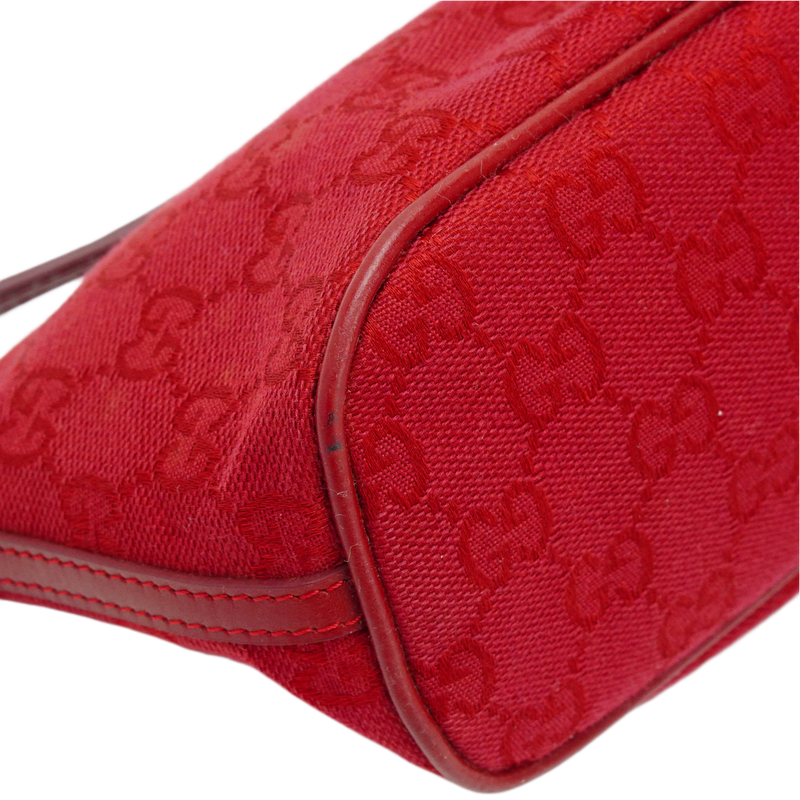 Gucci Cherry Red GG Monogram Boat Pochette Bag