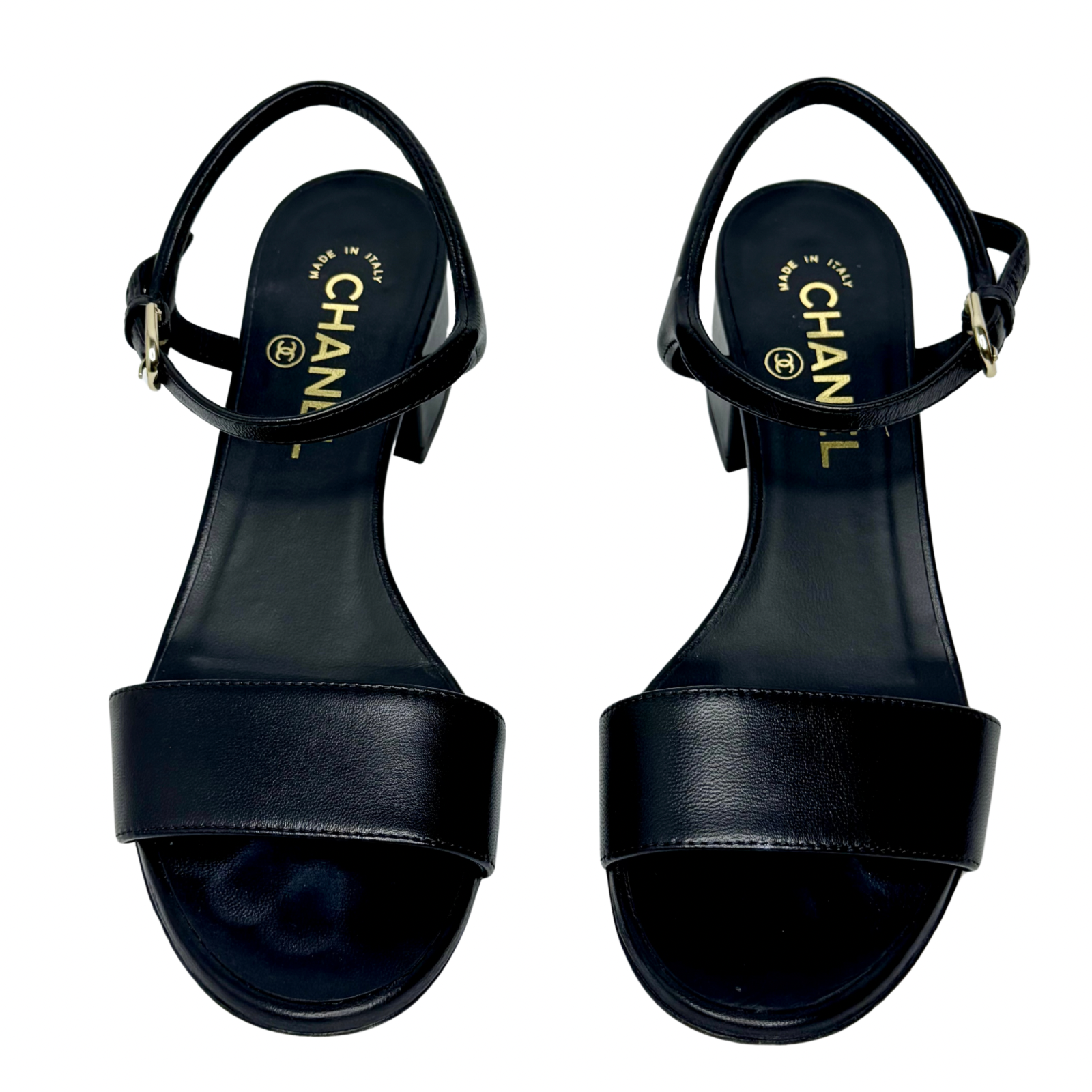 Chanel Black Lambskin Leather Classic Sandals – Size 36C