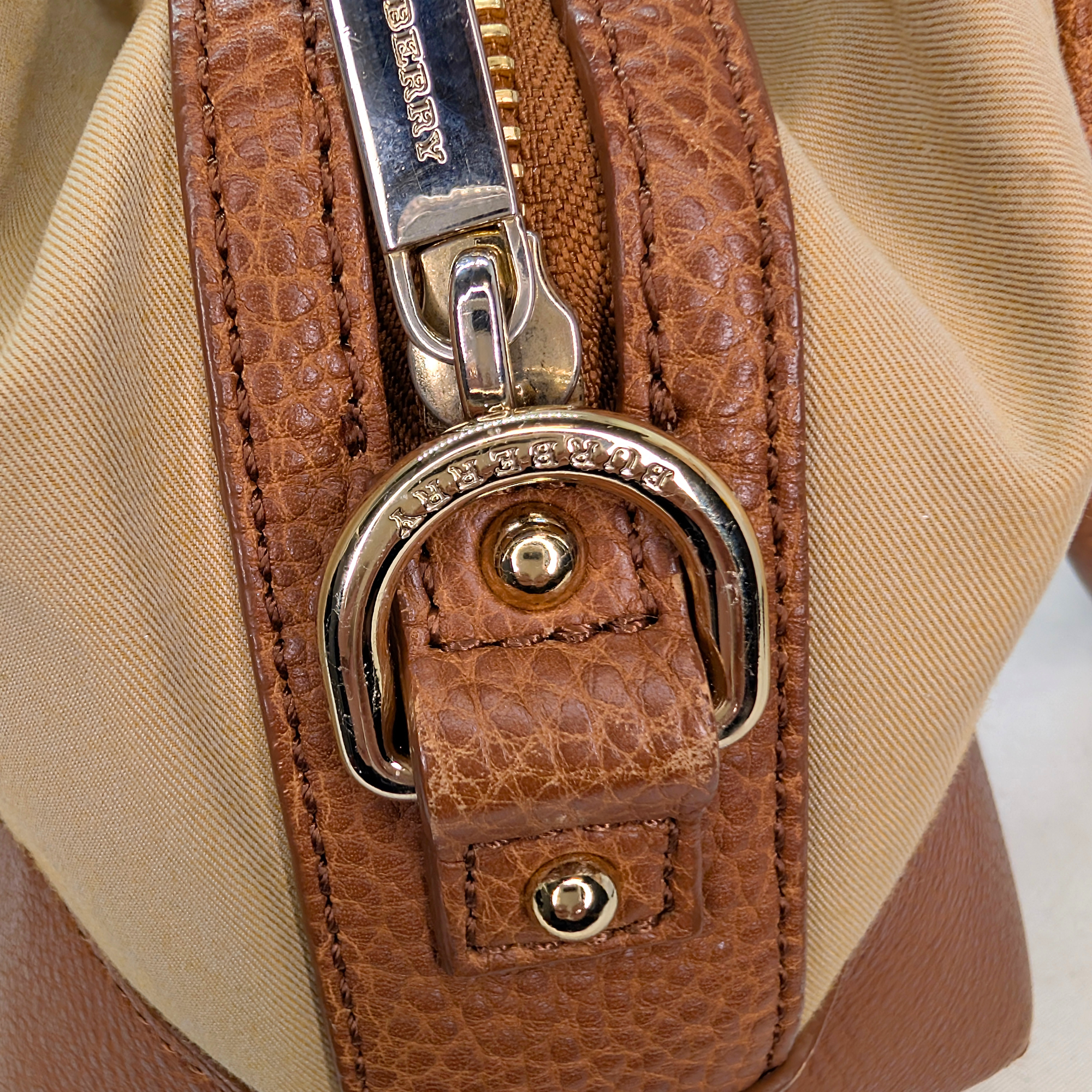 Burberry Embroidered Canvas X Leather Bowling Shoulder Bag