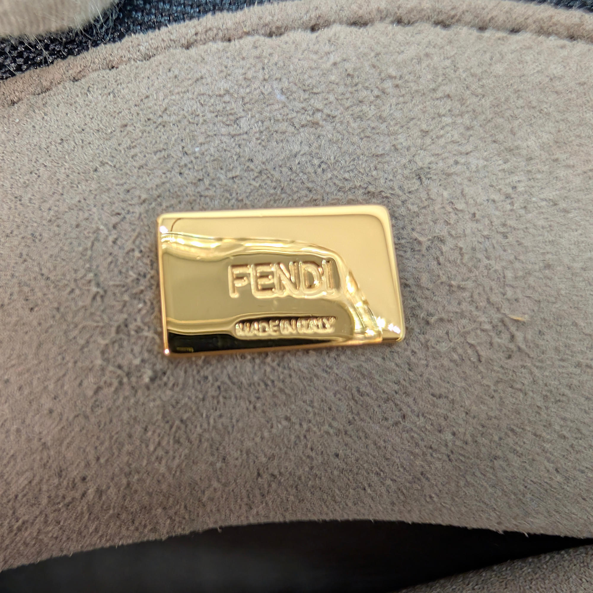 Fendi FF Jacquard Velvet Clutch Bag Navy Blue