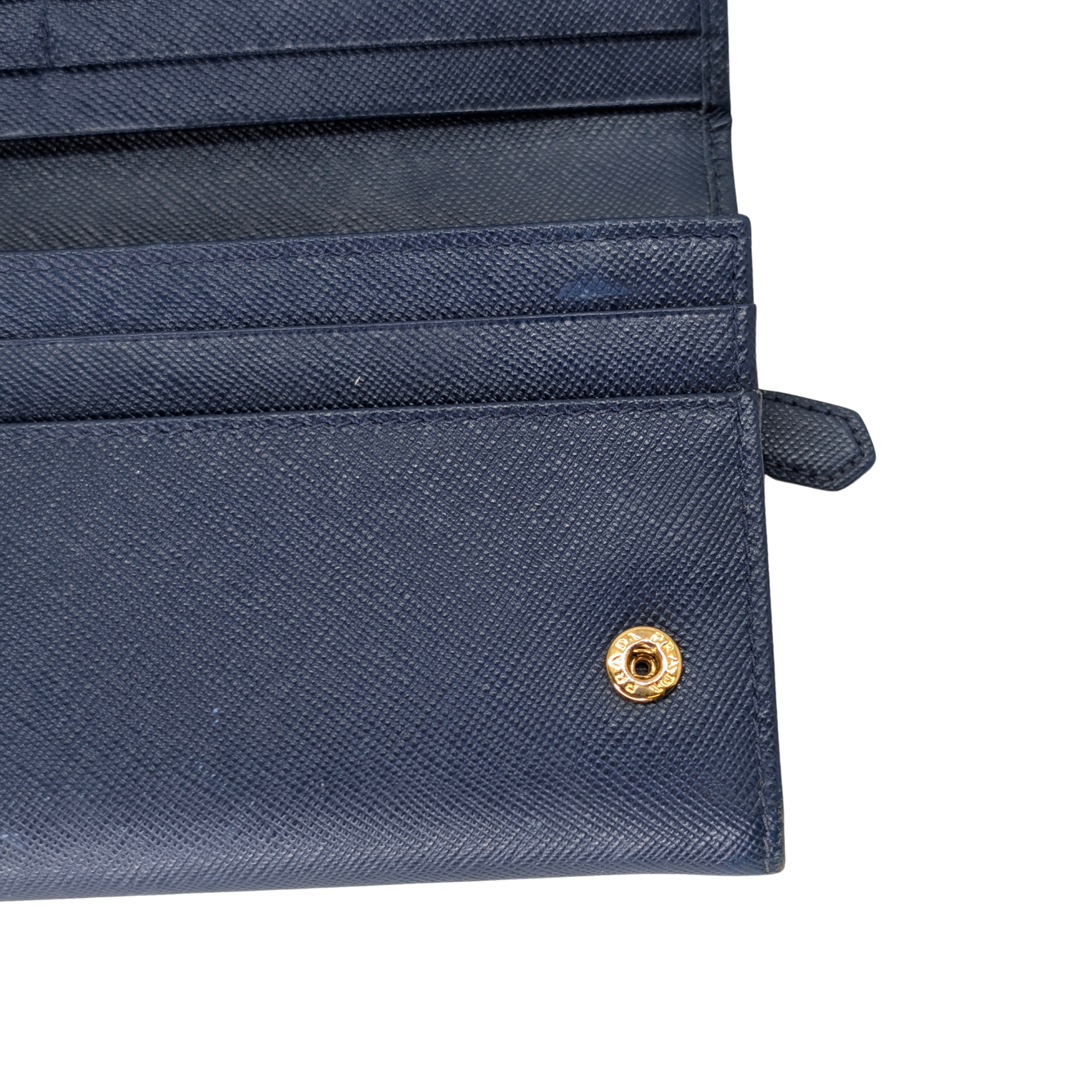 Prada Saffiano Leather Navy Blue Long Wallet