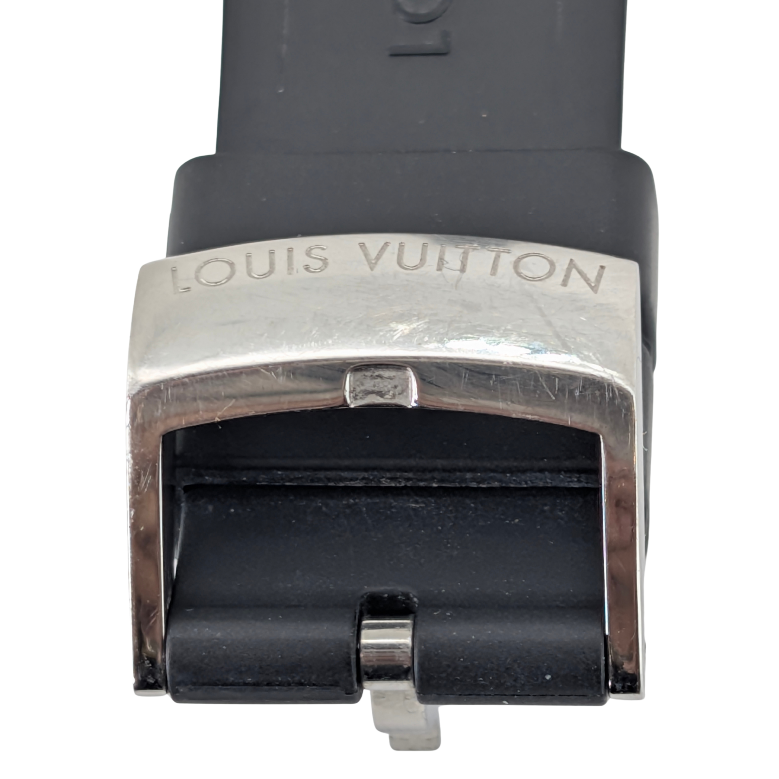 Louis Vuitton Tambour Q131Q Diamond Bezel & Dial Black Steel Watch