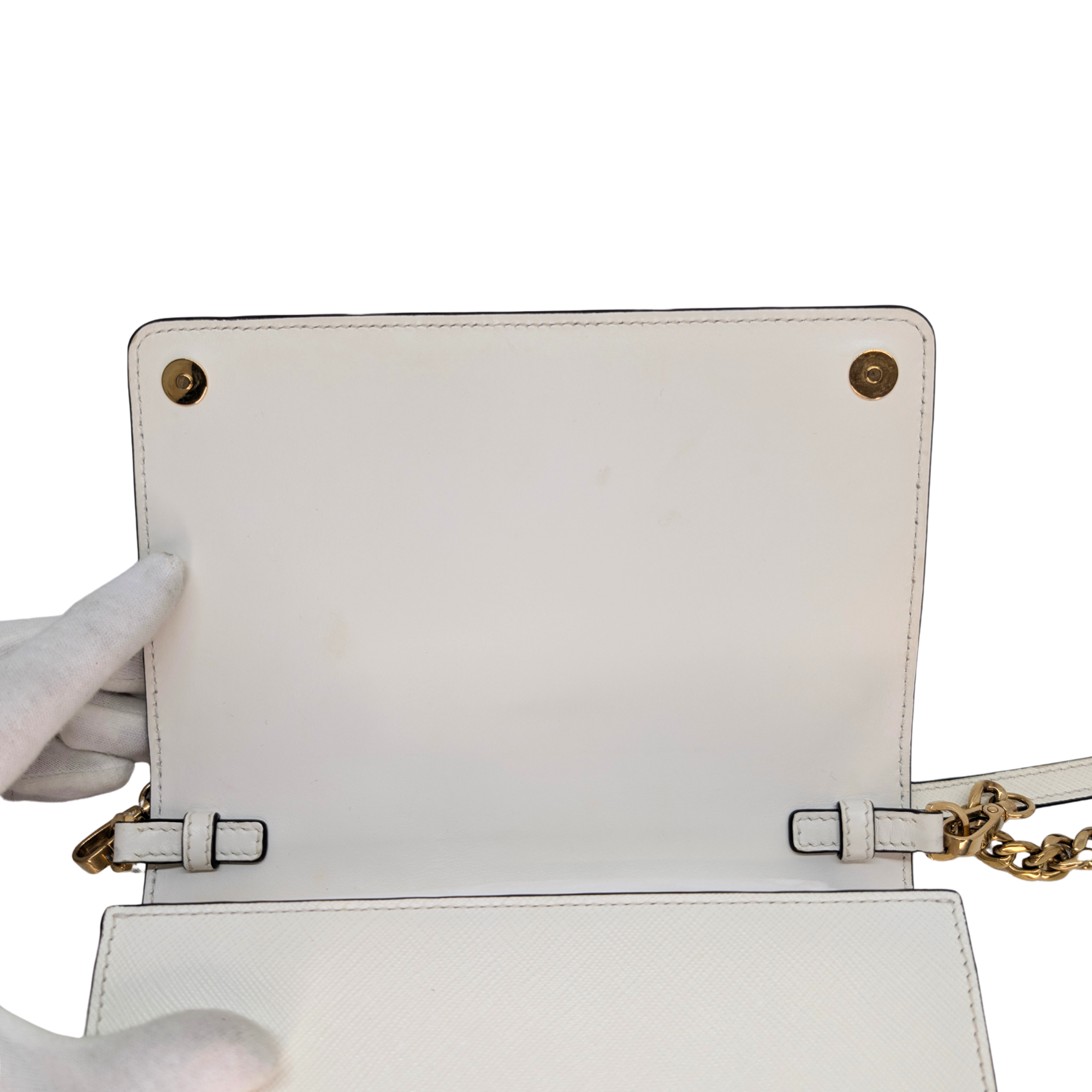 Prada Saffiano White Small Chain Bag White