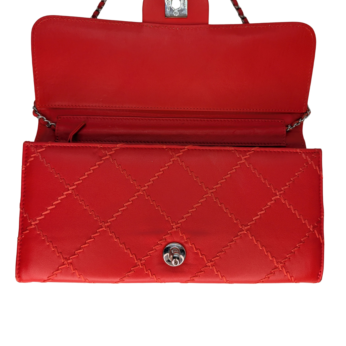Chanel CC Quilted Lambskin Ultimate Stitch Flap Wallet On Chain Red