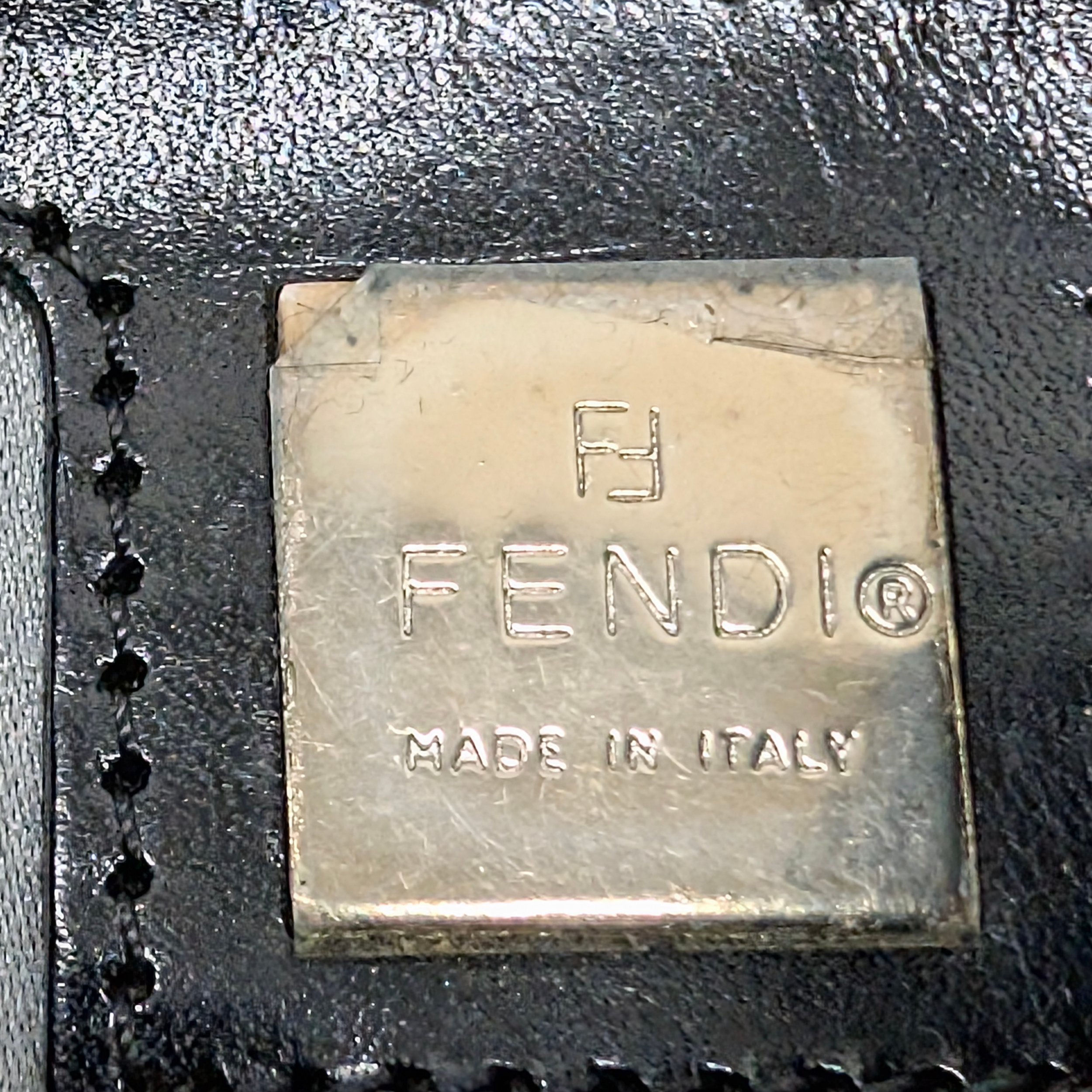 Fendi Rabbit Fur Baguette Handbag Black