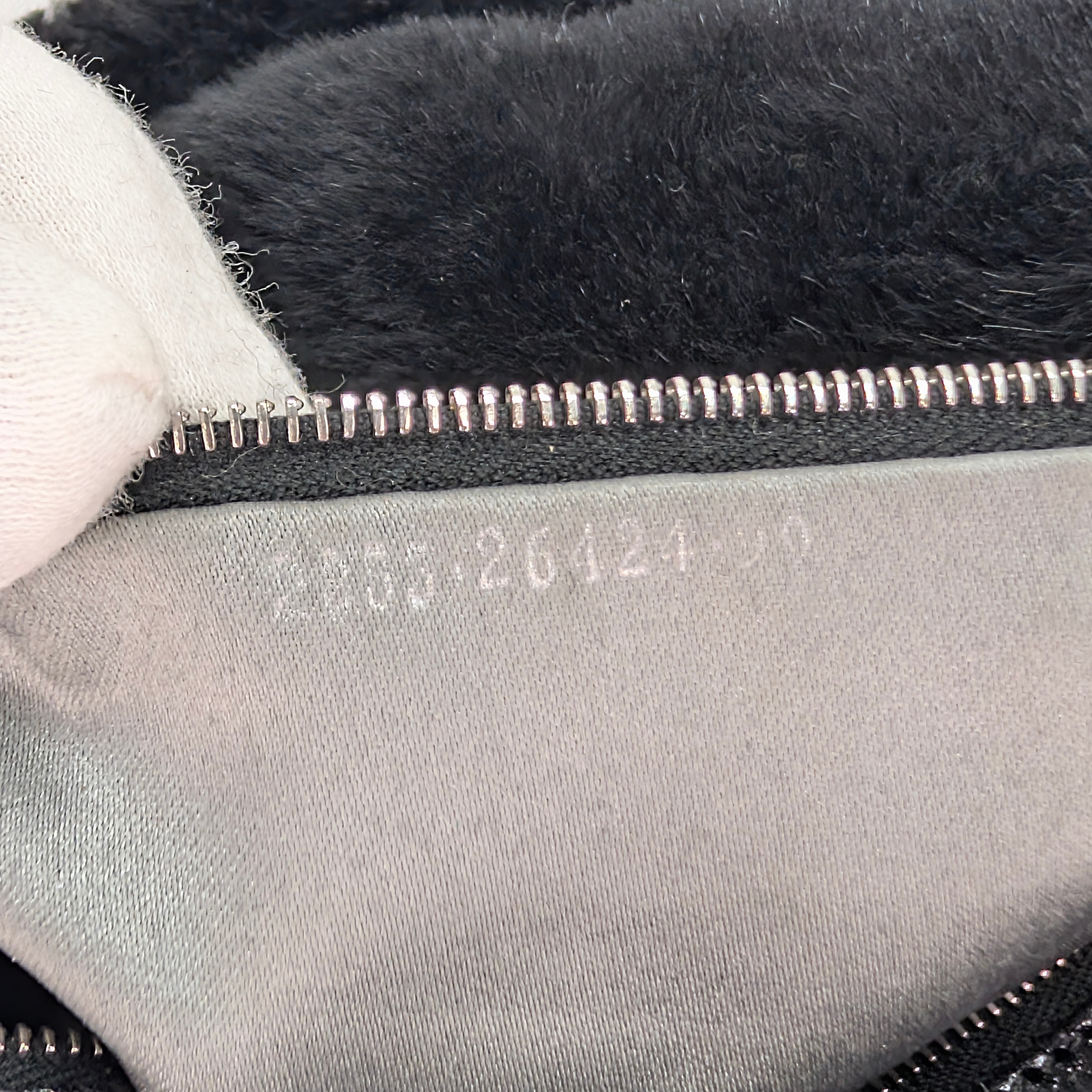 Fendi Rabbit Fur Baguette Handbag Black
