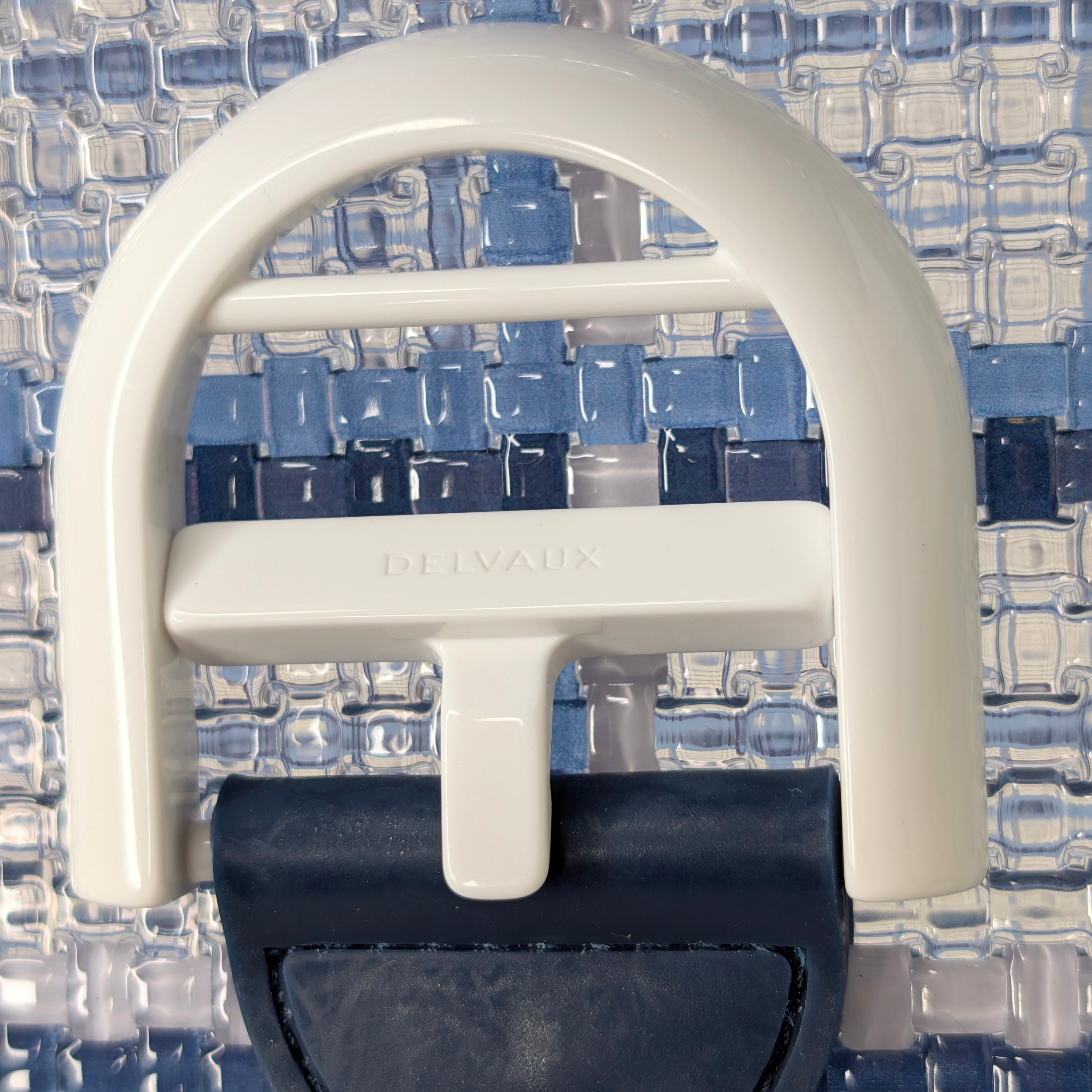 Delvaux Vinyl Gingham The Dreamer MM Brillant Satchel Bag Navy