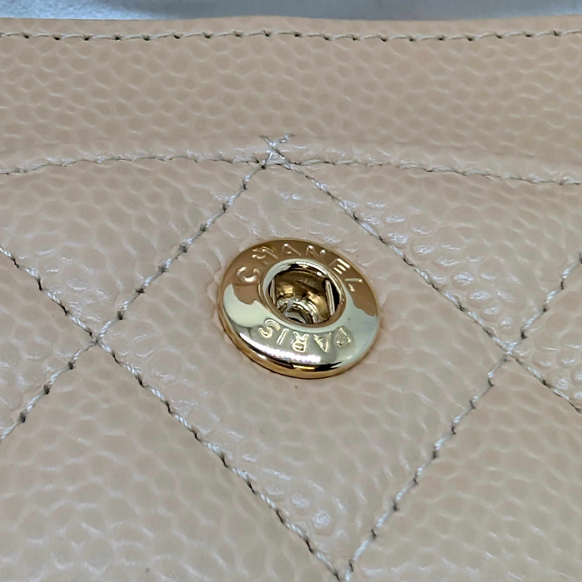 Chanel Classic Flap Small Caviar 2022 Microchip Shoulder Bag Beige