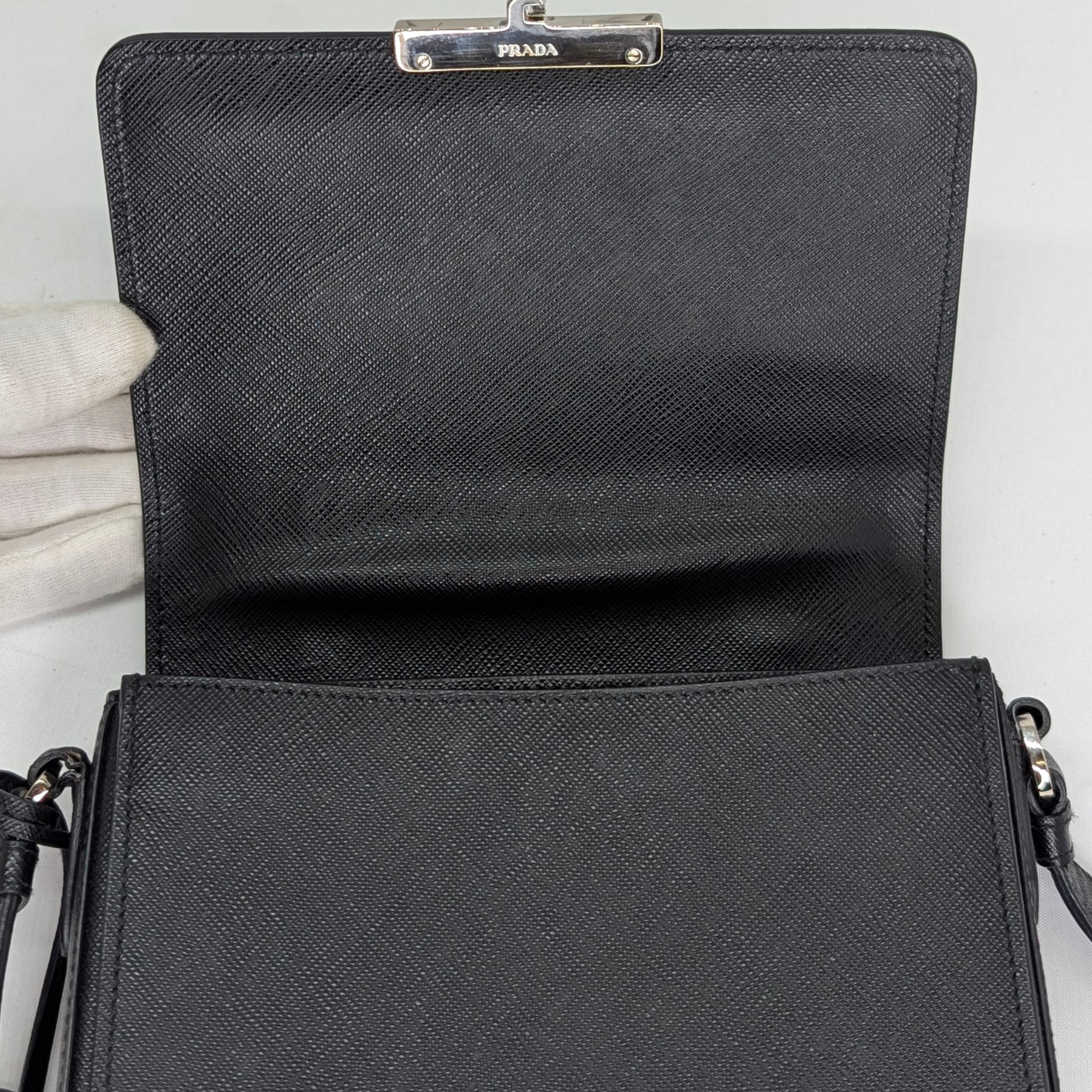 Prada Saffiano Lux Crossbody Bag Black