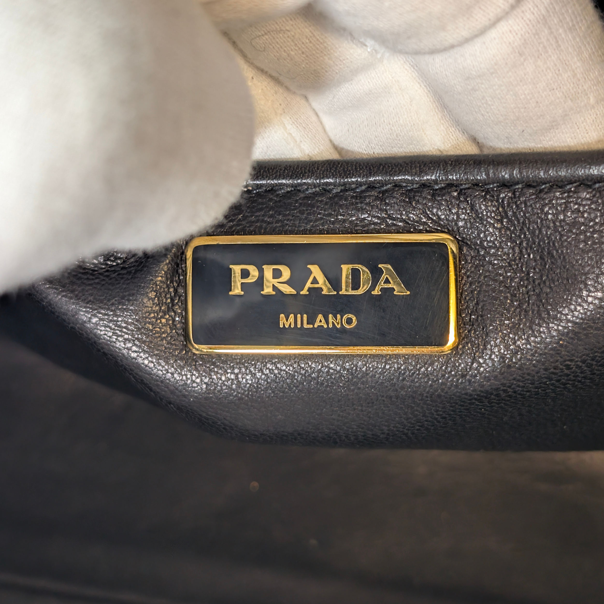 Prada Vitello Vintage Bowling Bag Distressed Black