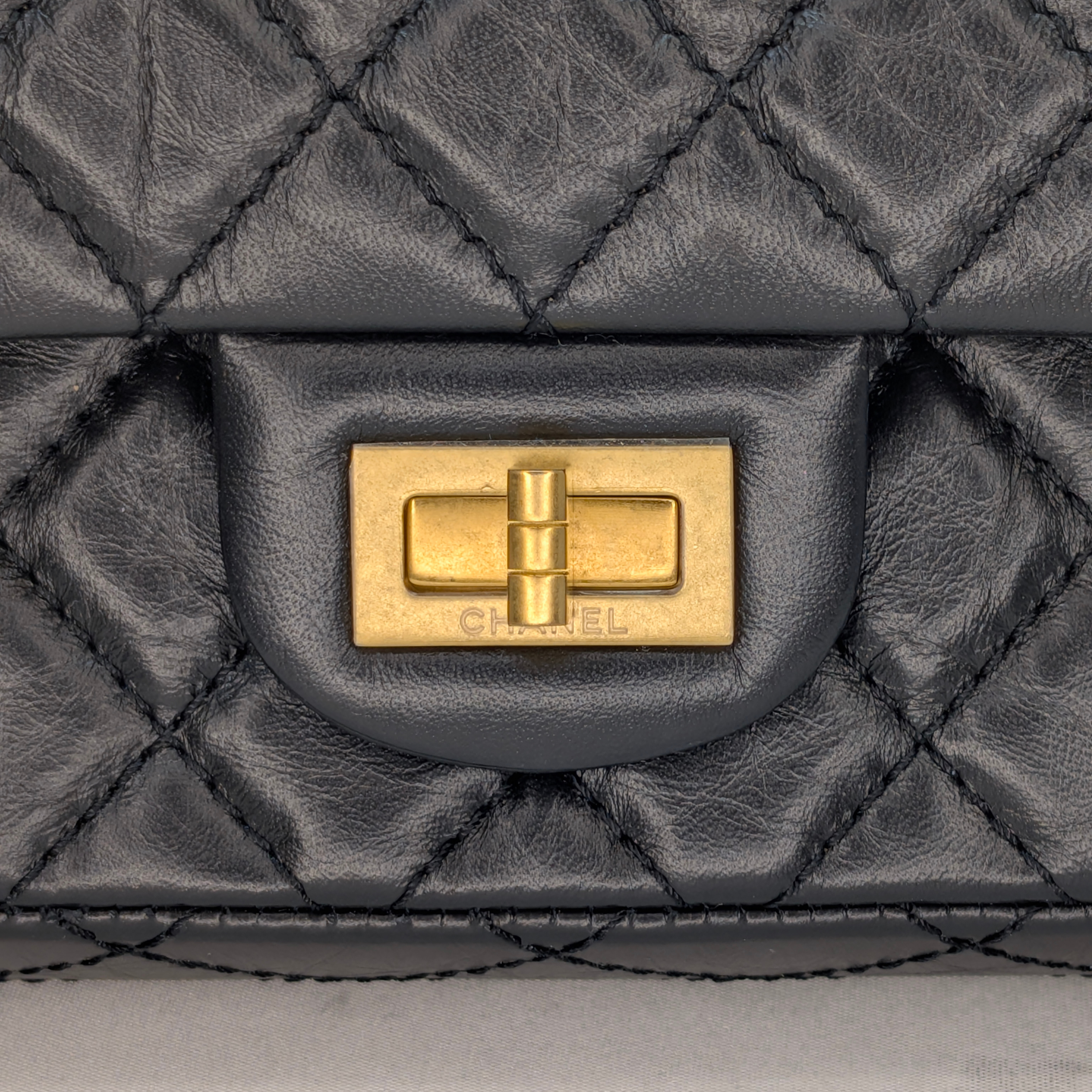 Chanel Black Distressed Calfskin 2.55 Reissue 225 Bag Black