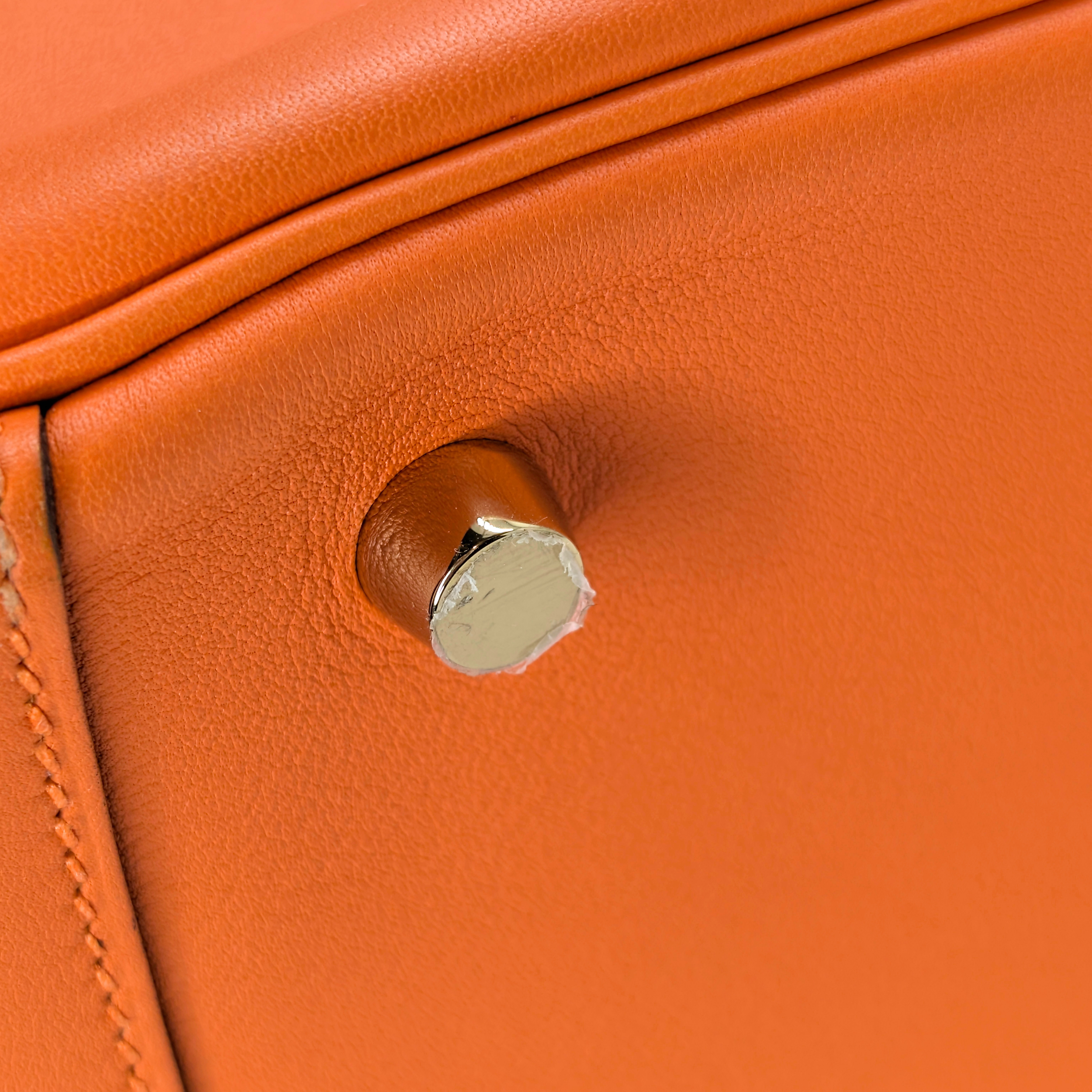 Hermes Lindy 30 Swift Leather Orange LGHW X Stamp