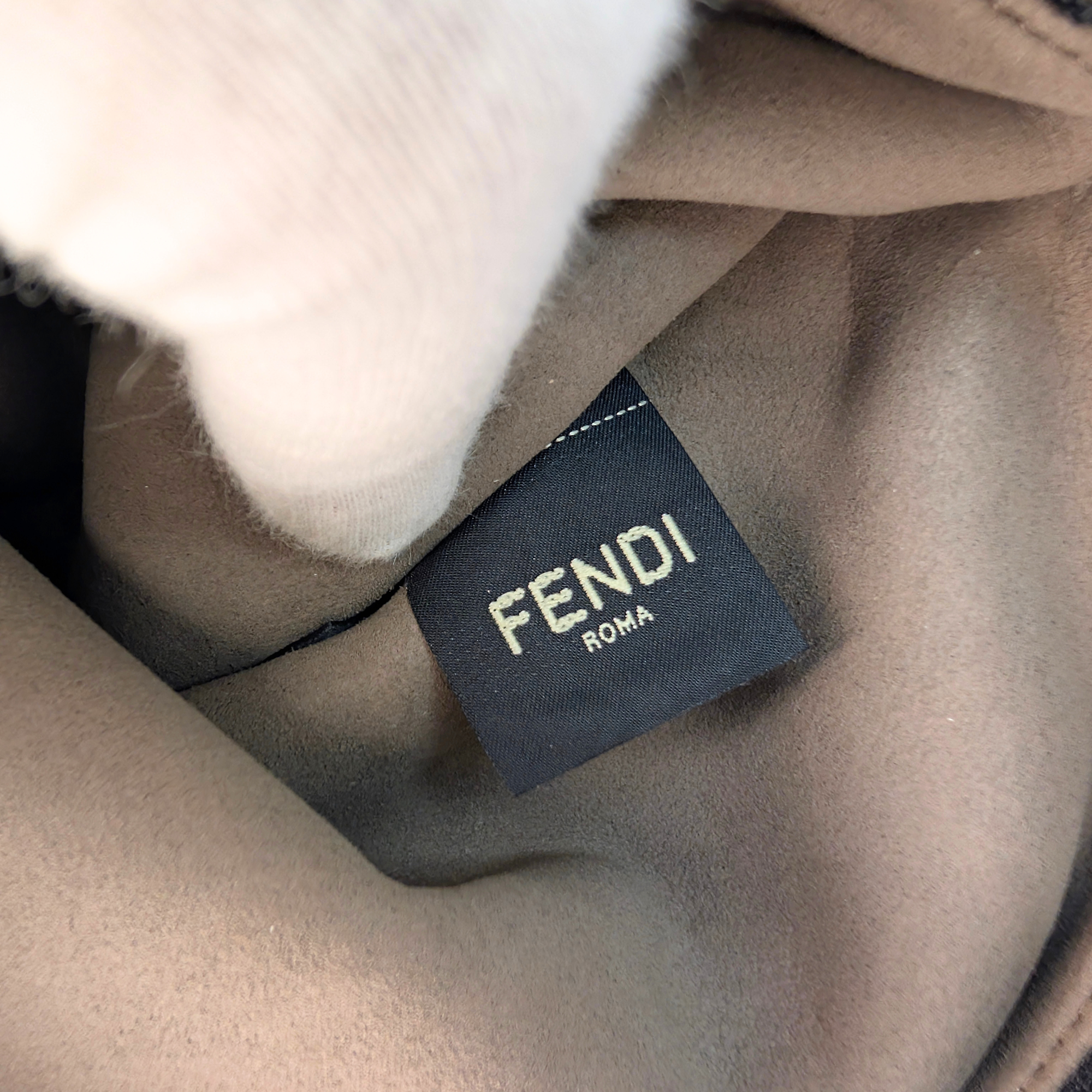 Fendi FF Jacquard Velvet Clutch Bag Navy Blue